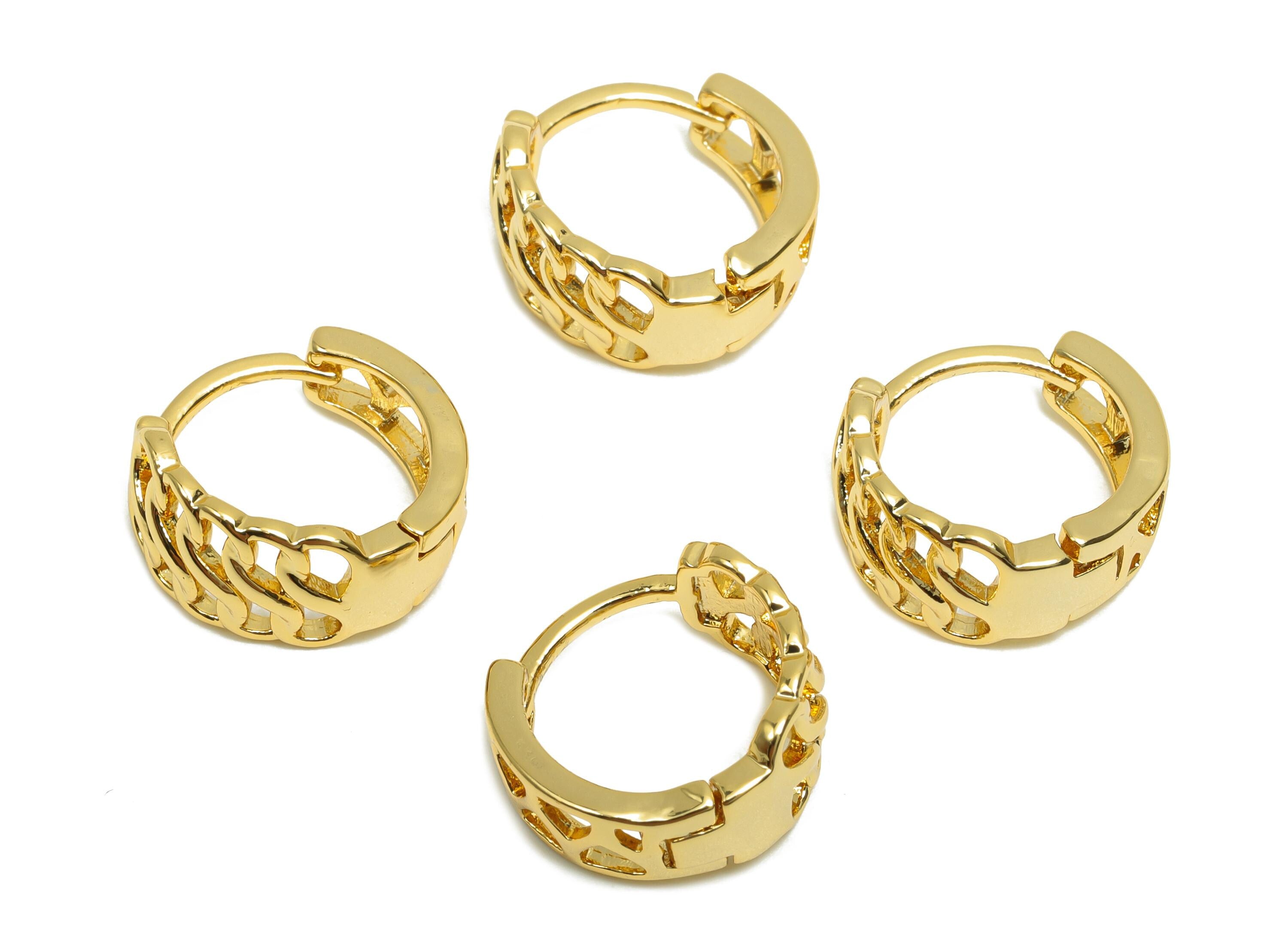 Brass Hoop Earring - Brass Hoop Huggie Earring - Hollow Clasp Earring - Gold Jewelry - For Her - 18K Real Gold Plating - 13x6x1mm - RGP8289 - DOMEDBAZAAR