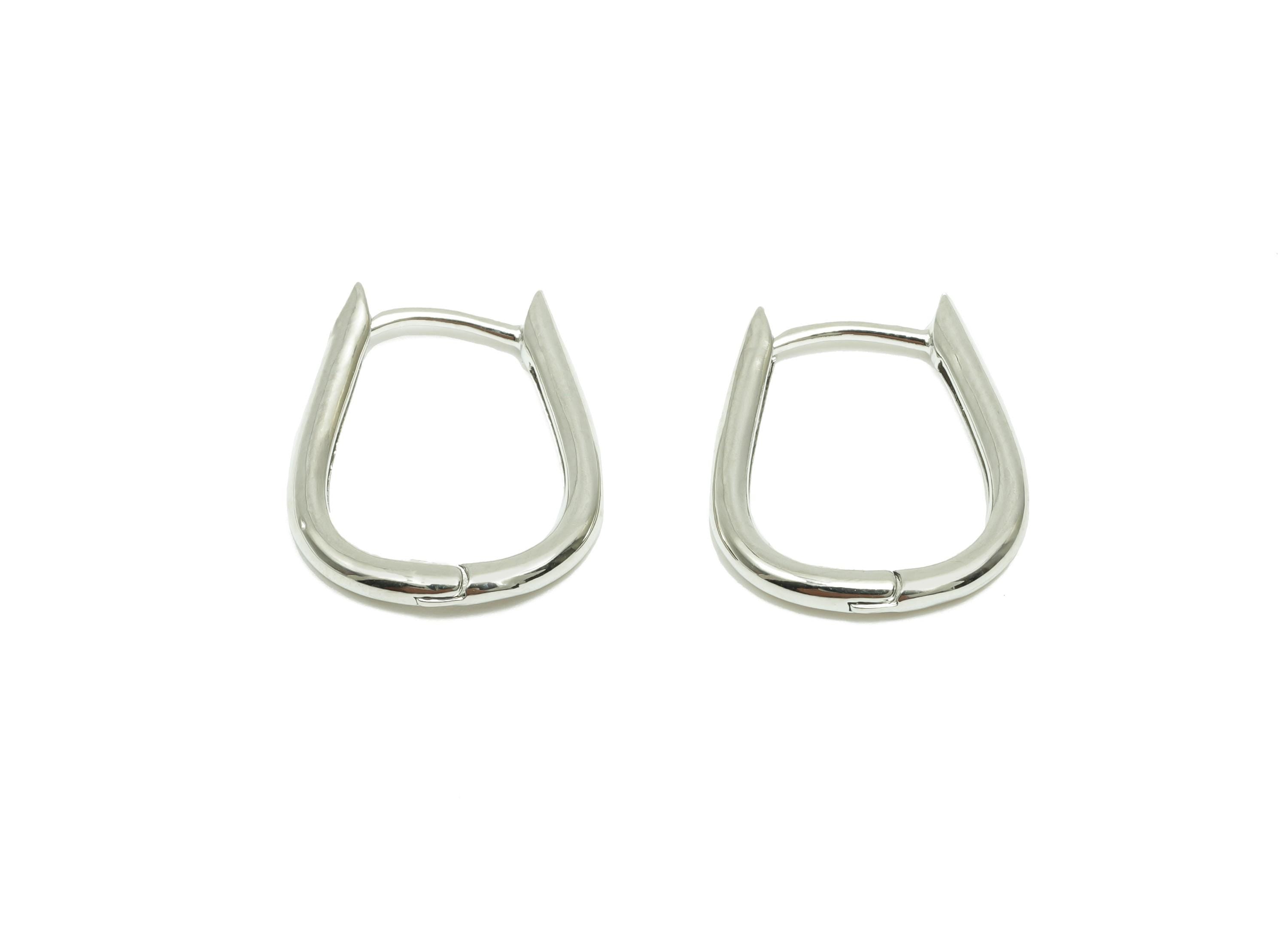 Drop U Huggie Hoop Earring - For Women&#39;s Hoop Earring - Brass Daily wear Earring - 18K Real White Gold Plated - 14.51x14.51x2.01mm - RGP8230 - DOMEDBAZAAR