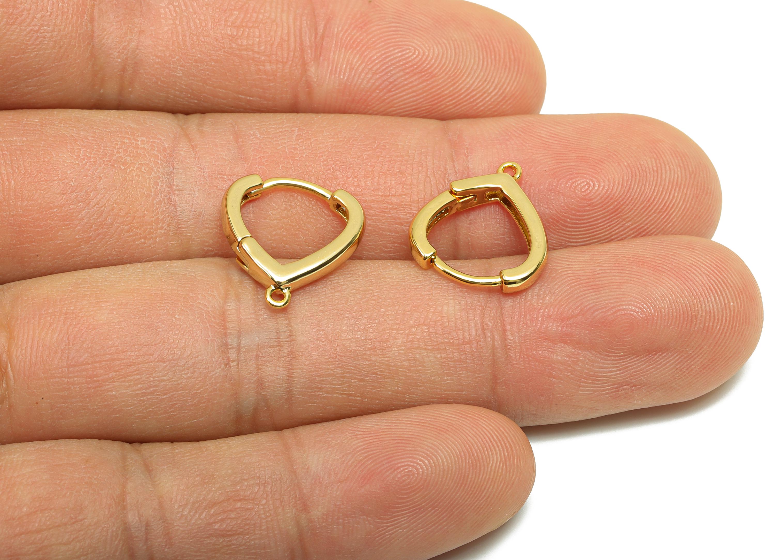 Brass Huggie Hoop Earring - For Women - Brass Teardrop Hoop Clasp Earring For Tassel - 18K Real Gold Plating - 15.5x13.61x2.53mm - RGP8311 - DOMEDBAZAAR