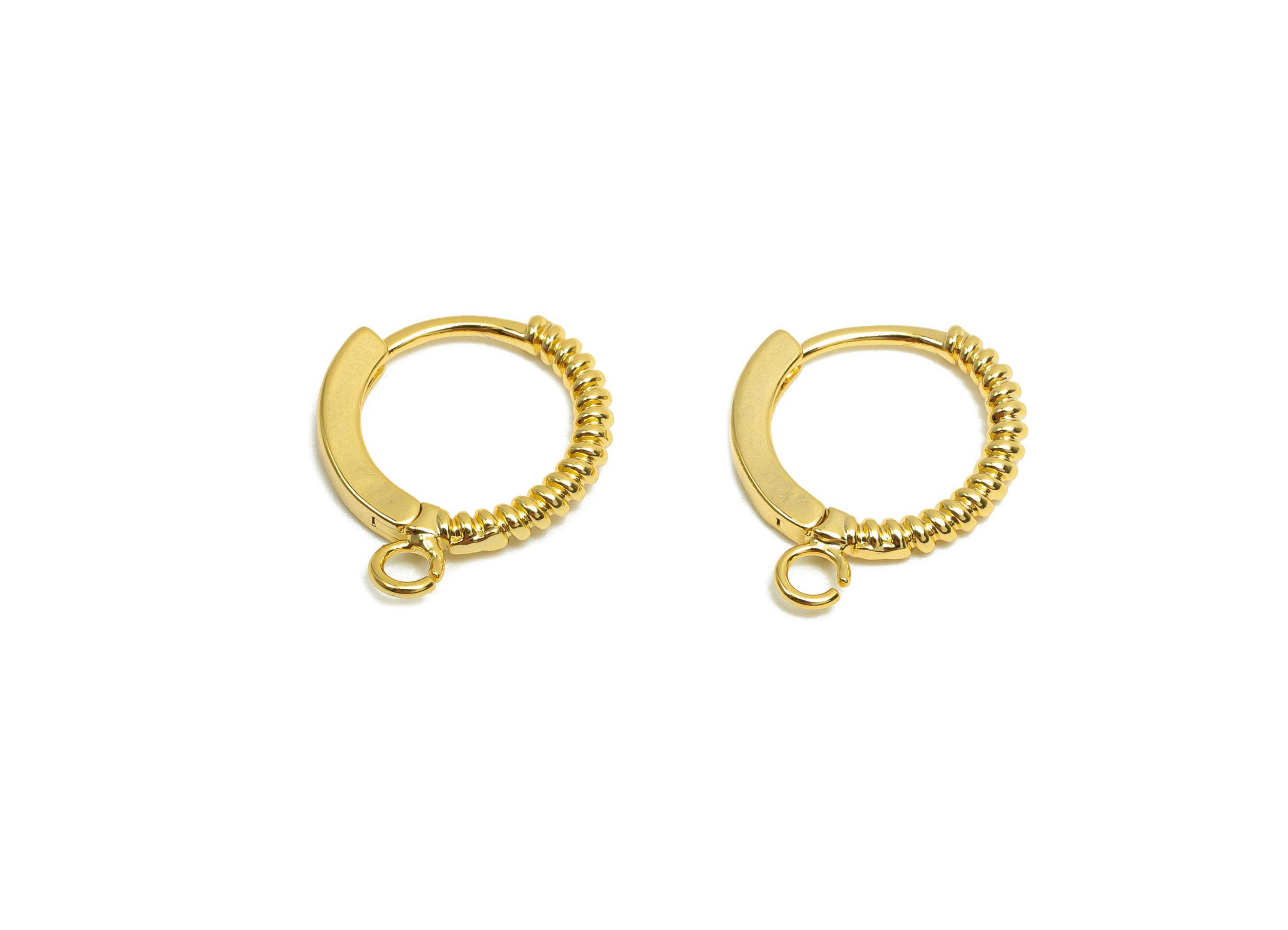 Brass Huggie Hoop Earring - For Women - Brass Hoop Clasp Earring With Loop - Valentine&#39;s Day - 18K Real Gold Plating - 12.4x13x1mm - RGP8313 - DOMEDBAZAAR