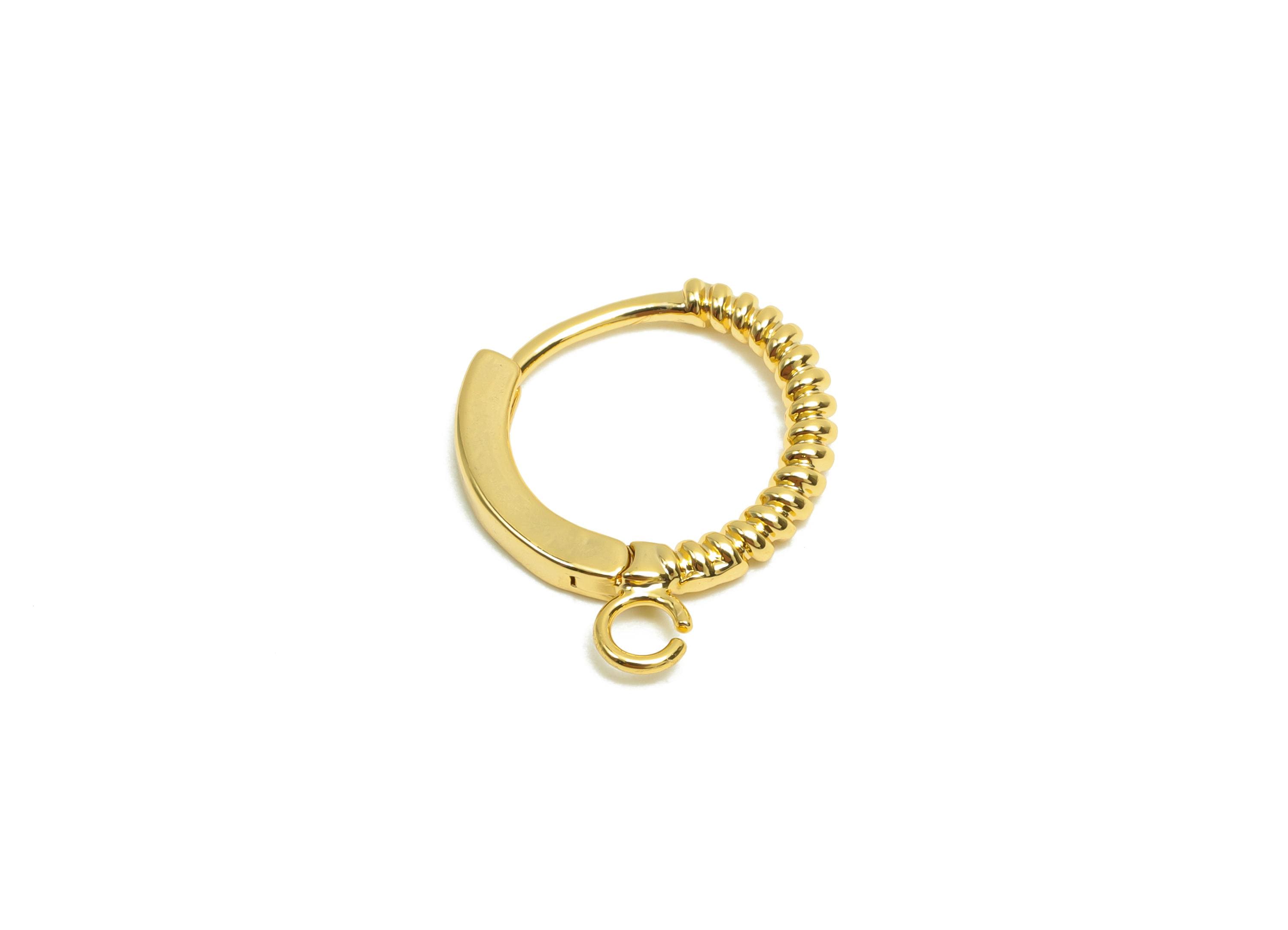 Brass Huggie Hoop Earring - For Women - Brass Hoop Clasp Earring With Loop - Valentine&#39;s Day - 18K Real Gold Plating - 12.4x13x1mm - RGP8313 - DOMEDBAZAAR