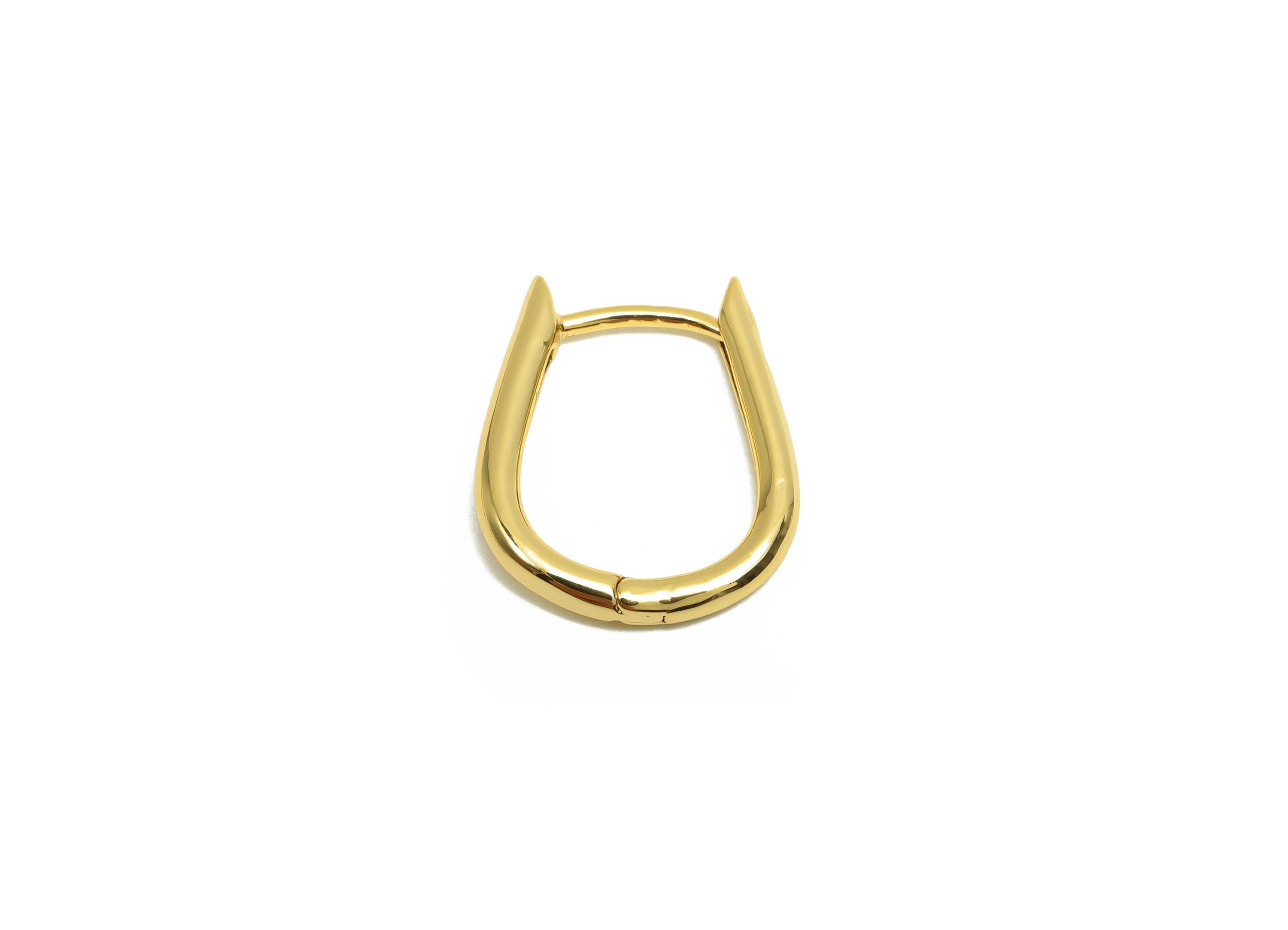 Brass Huggie Hoop Earring - Minimalist Gift For Her - Brass Hoop Clasp Earring - 18K Real Gold Plating - 17.32x14.51x2.01mm - RGP8304 - DOMEDBAZAAR
