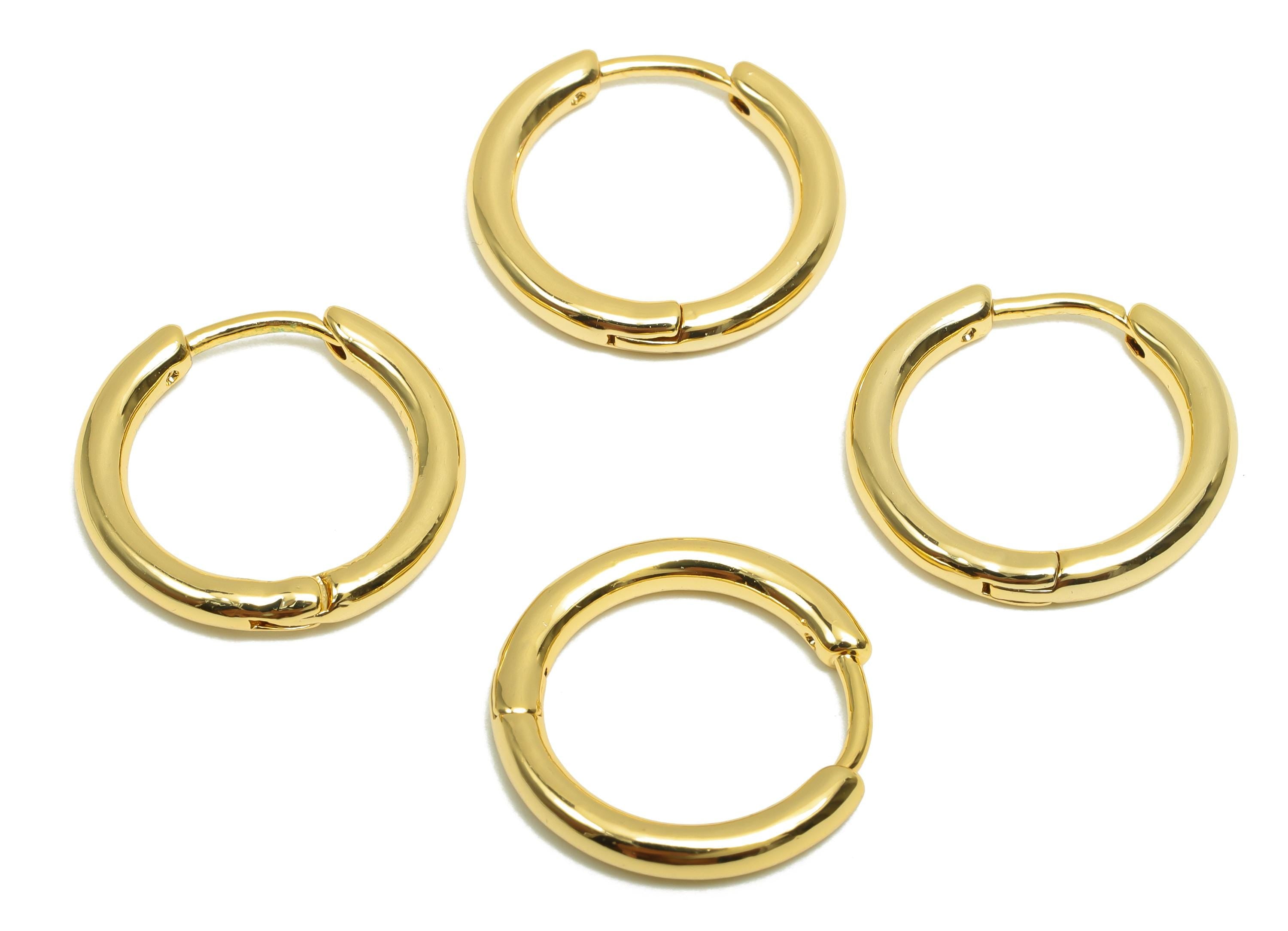 Brass Huggie Hoop Earring - Minimalist Gift For Her - Brass Gold Jewelry Hoop Clasp Earring - 18K Real Gold Plating - 18.62x19x1mm - RGP8309 - DOMEDBAZAAR