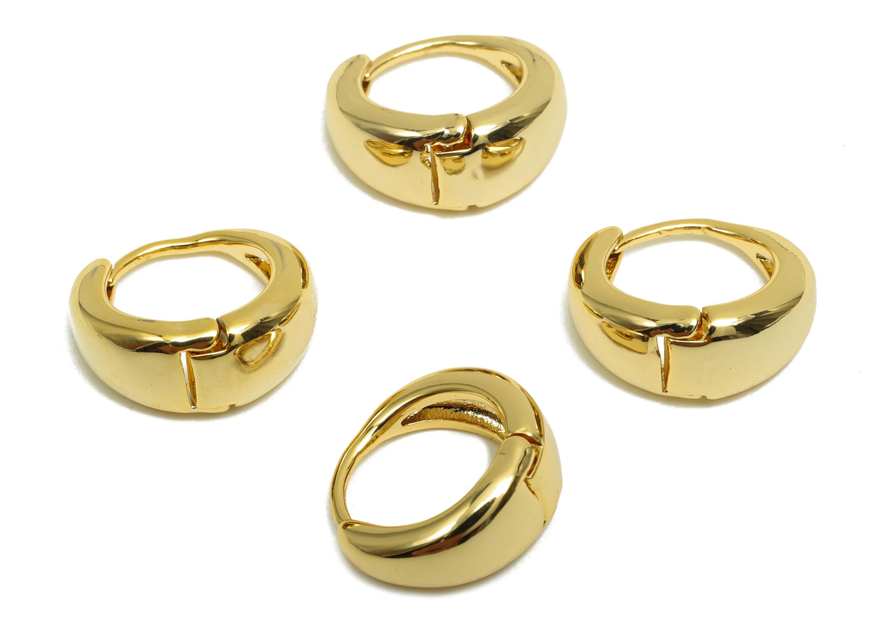 Brass Huggie Hoop Earring - Minimalist Gift For Her - Brass Thick Hoop  Earring - Gold Jewelry - 18K Real Gold Plating - 10x11x2mm - RGP8296 - DOMEDBAZAAR