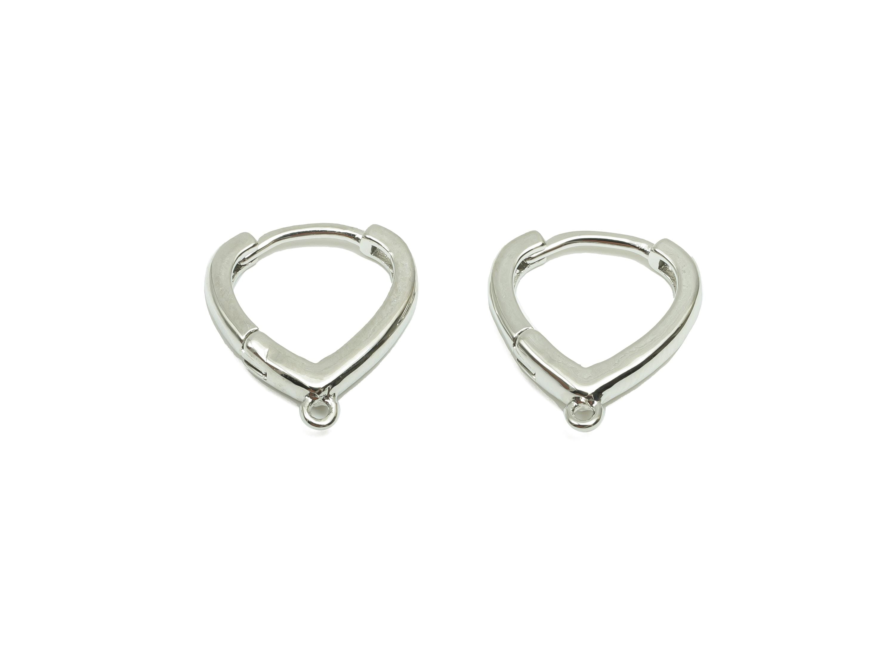 Triangle Huggie Earring - For lady&#39;s Hoop Earring - Brass Daily Wear Hoop Earring - 18K Real White Gold Plated - 15.50x13.61x2.53mm- RGP8237 - DOMEDBAZAAR