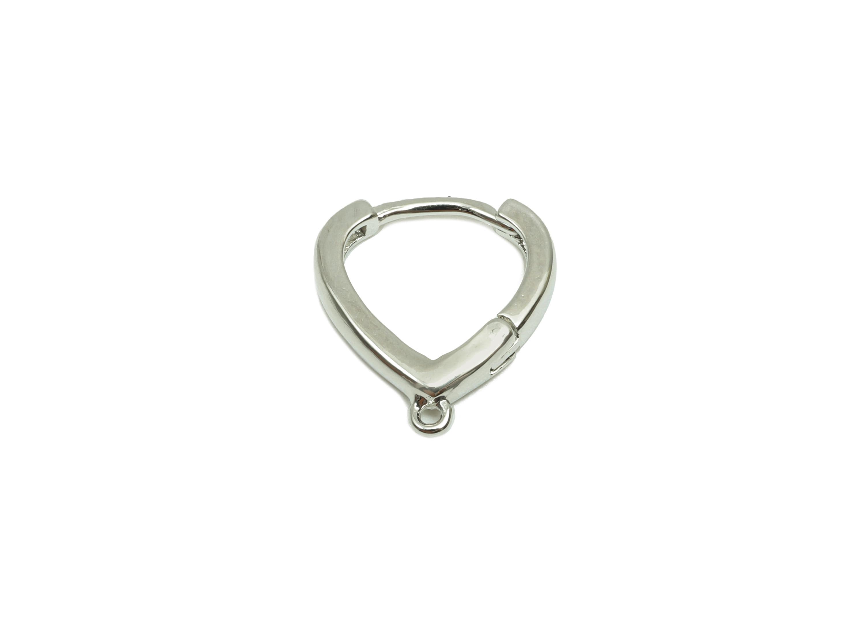 Triangle Huggie Earring - For lady&#39;s Hoop Earring - Brass Daily Wear Hoop Earring - 18K Real White Gold Plated - 15.50x13.61x2.53mm- RGP8237 - DOMEDBAZAAR