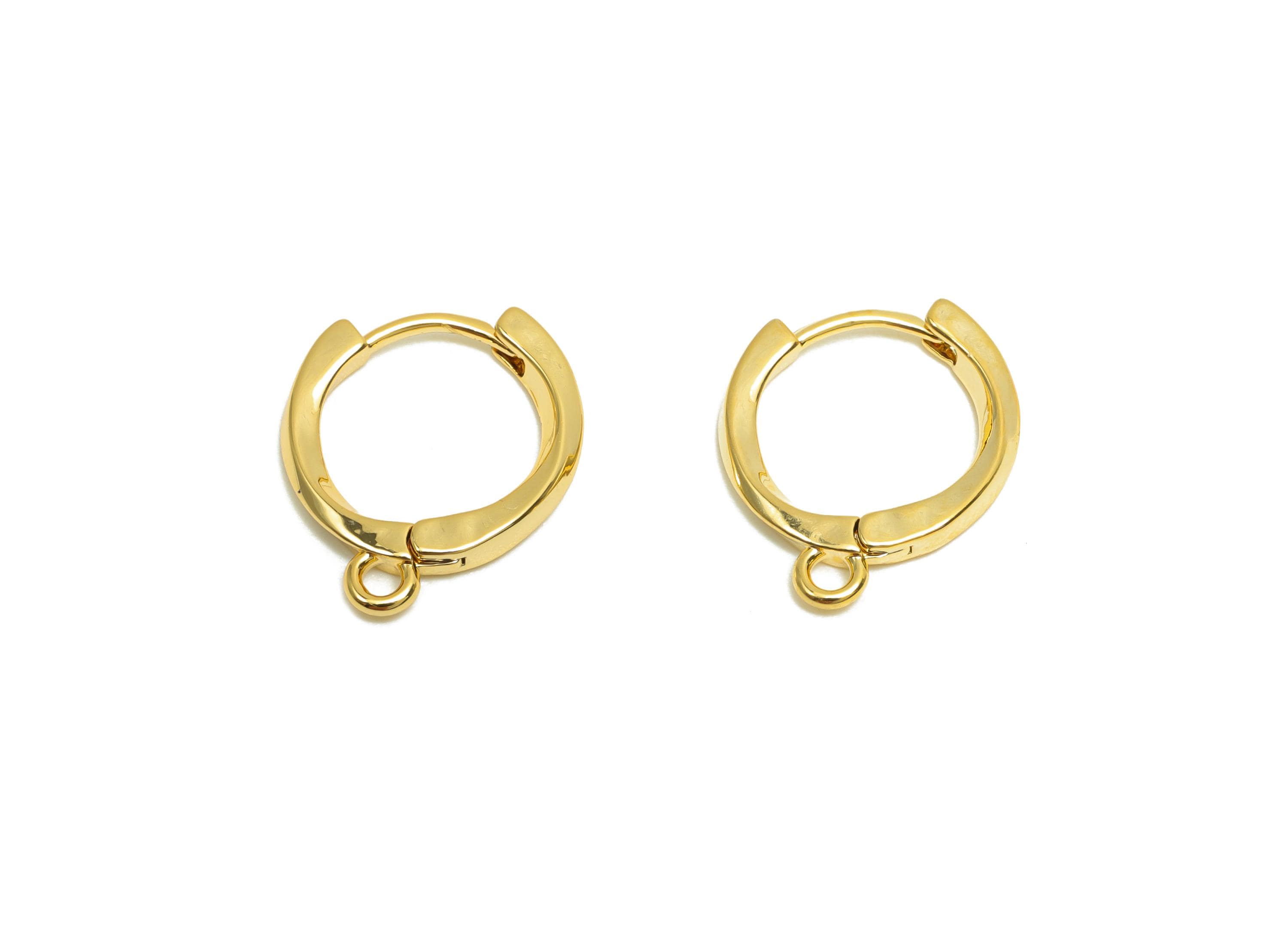 Brass Hoop Earring - Minimalist Gift For Her - Brass Huggie Earring With Loop - Gold Jewelry - 18K Real Gold Plating - 14x12x1mm - RGP8294 - DOMEDBAZAAR