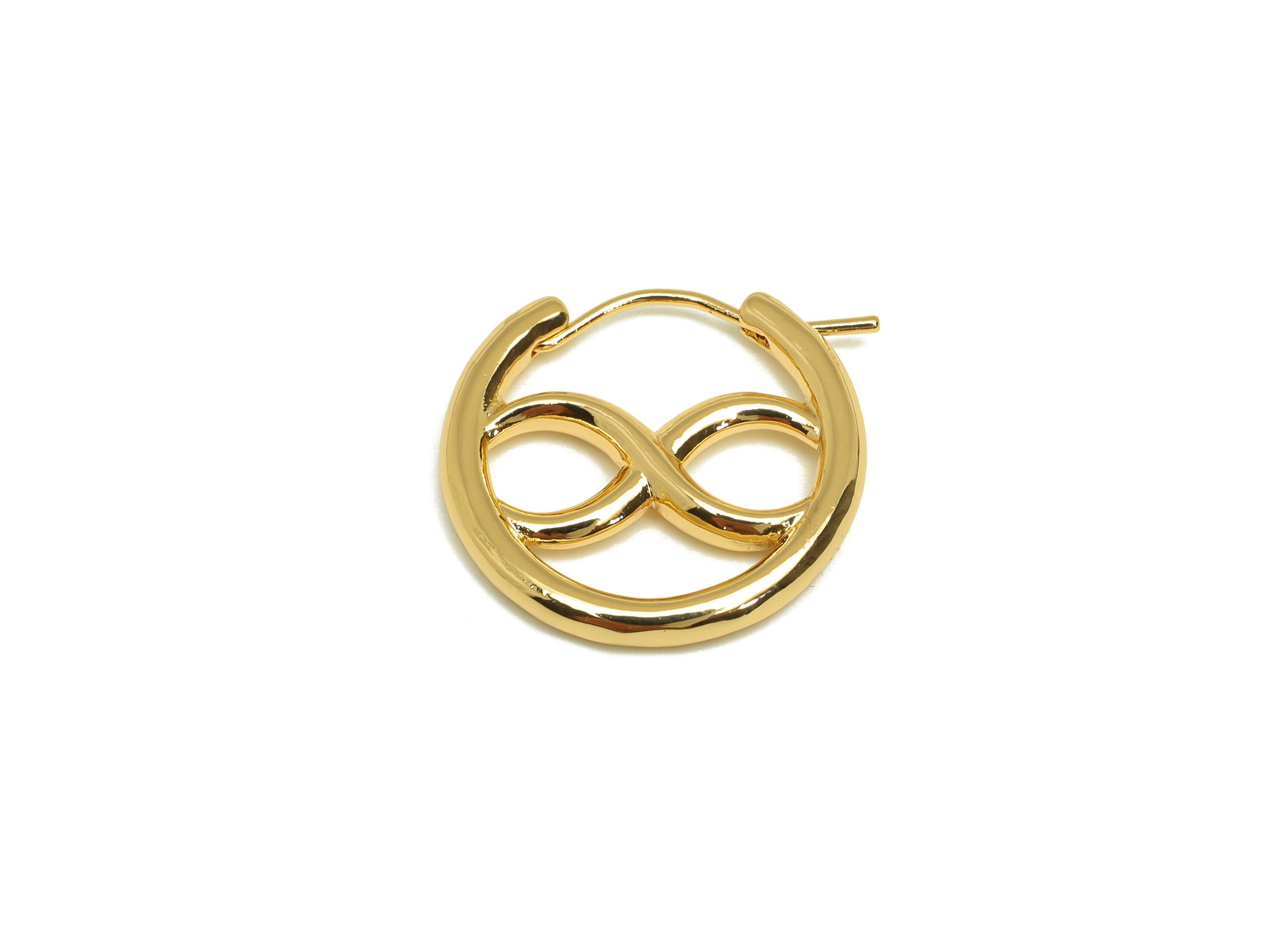 Brass Infinity Hoop Earring - Gold Round Huggie Hoop Earring - Infinity Hoop Earring Clasp - 18K Real Gold Plating - 22x21x3.5mm - RGP7609 - DOMEDBAZAAR