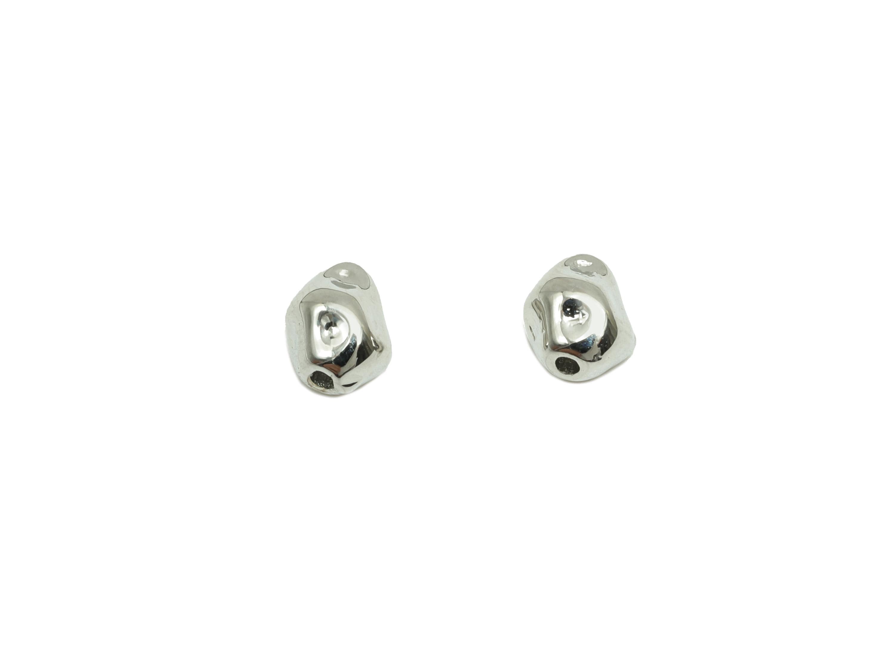 Irregular Spacer Beads - Brass Hammered Bracelet Beads - Tiny Beads for Necklace - 18K Real White Gold Plating - 6.43x5.24x4.06mm - RGP8252 - DOMEDBAZAAR