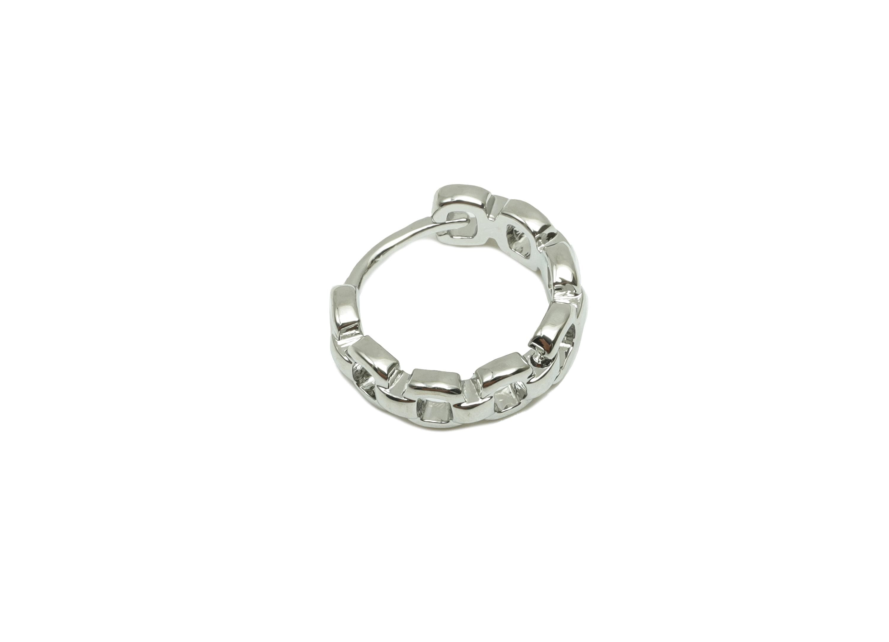 Round Chain Earring - For Woman's Huggie Earring - Brass Daily Wear Hoop Earring - 18K Real White Gold Plated - 11.89x12.72x2.25mm - RGP8264 - DOMEDBAZAAR
