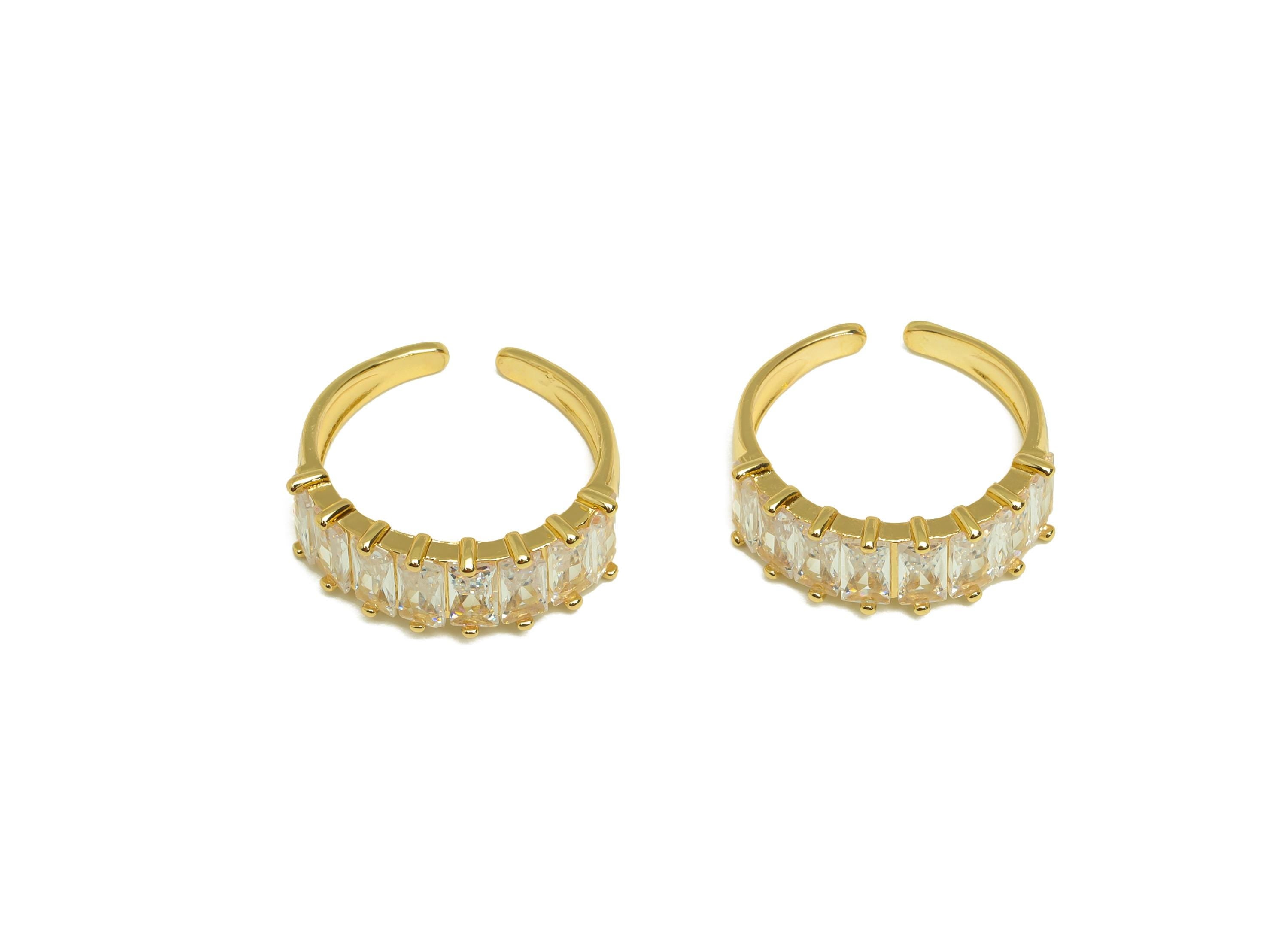 Brass Adjustable Ring - Open Round Zircon Hoop Ring - Gold CZ Circle Adjustable Ring - 18K Real Gold Plating - 20.5x20.23x7.3mm - RGP7677 - DOMEDBAZAAR