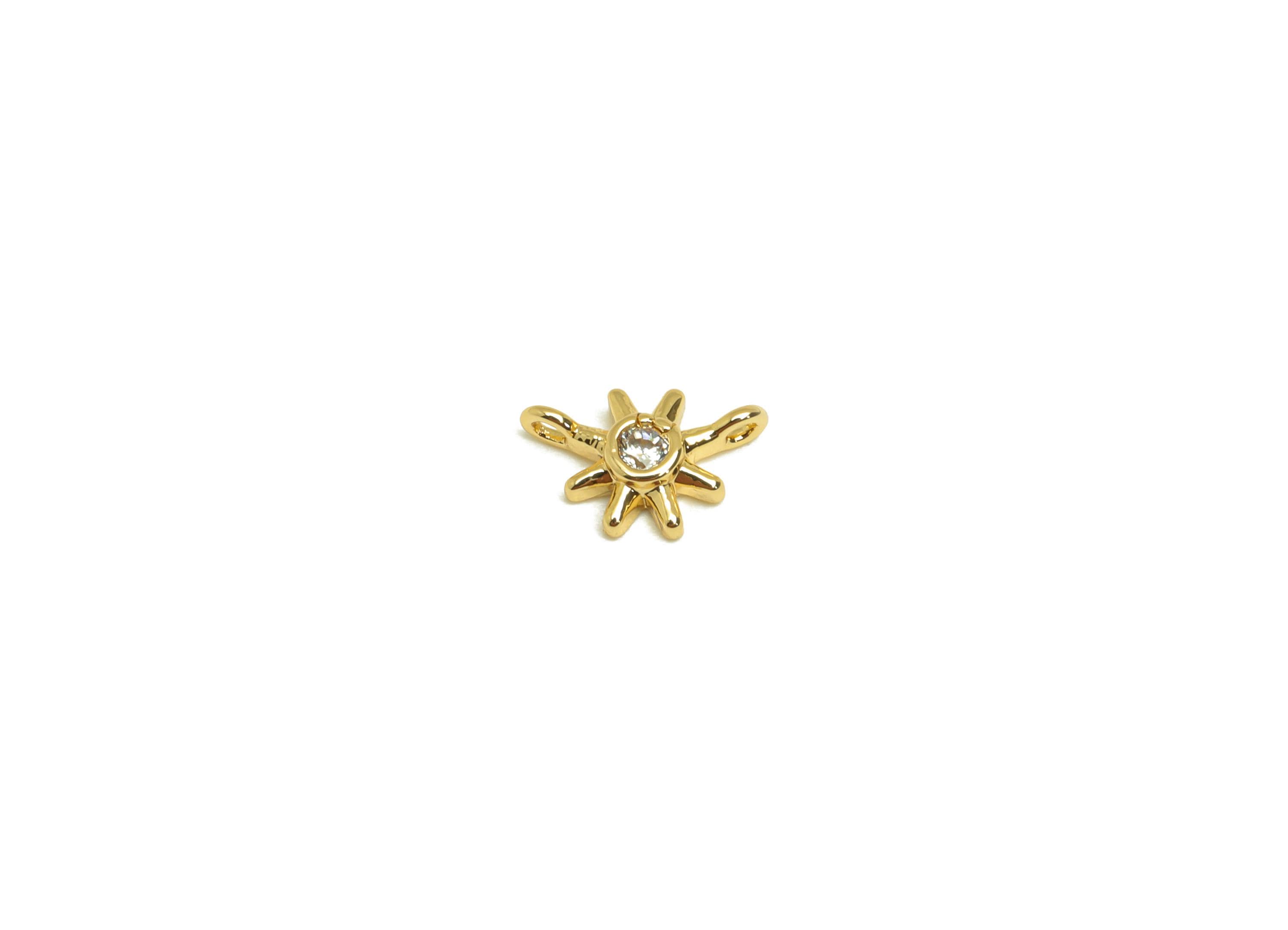 Brass Star Connector - Gold Cubic Zircon Mini Star Charm - Tiny Minimalist Star Connector - 18K Real Gold Plating - 8.83x5.8x2.24mm- RGP7681 - DOMEDBAZAAR