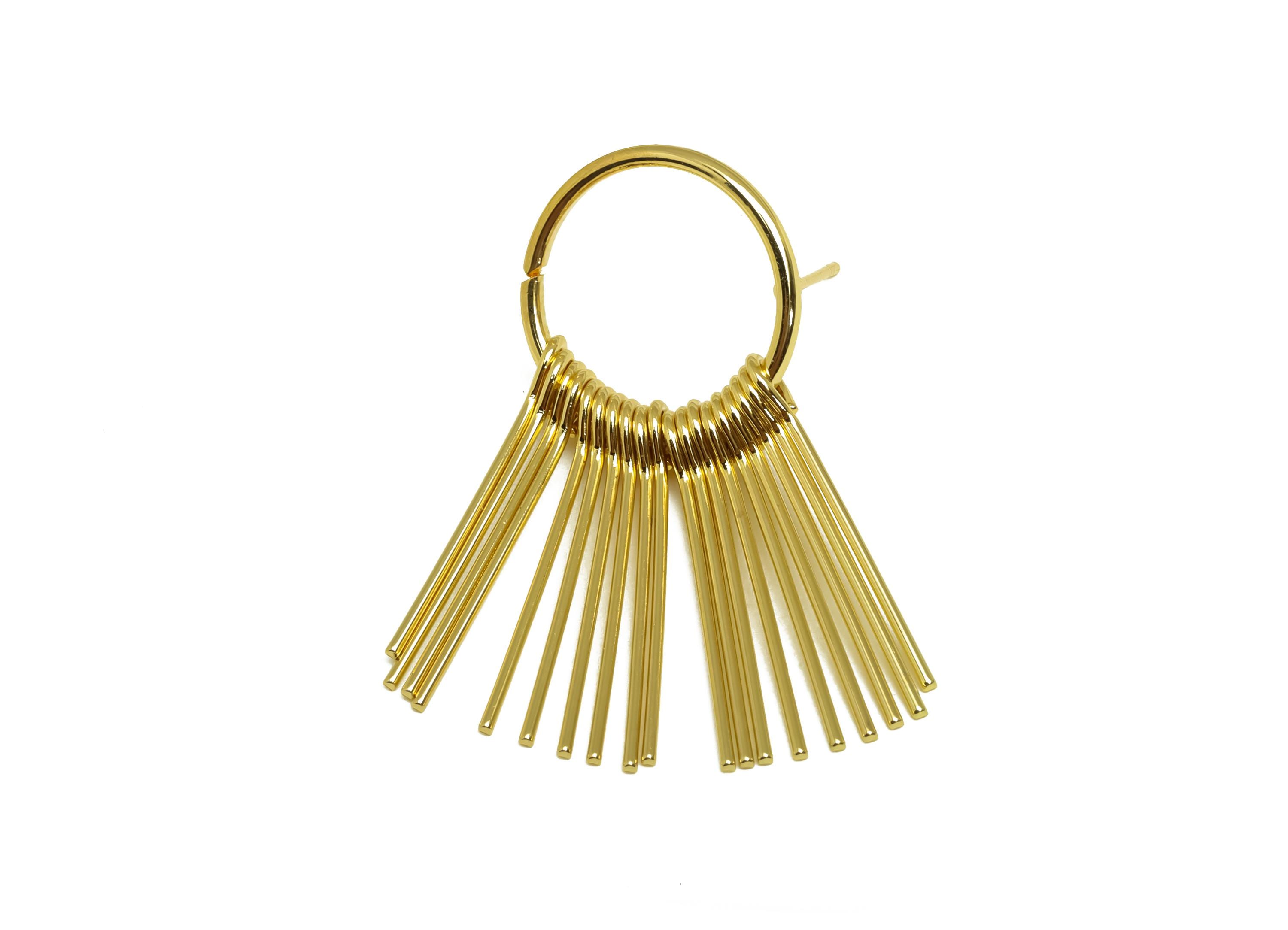 Brass Tassel Earring Stud - Brass Dangle Tassel Wire Earring Post - 19 Wire Tassel Earring Post - 18K Real Gold Plating - 39x17x1mm -RGP8179 - DOMEDBAZAAR