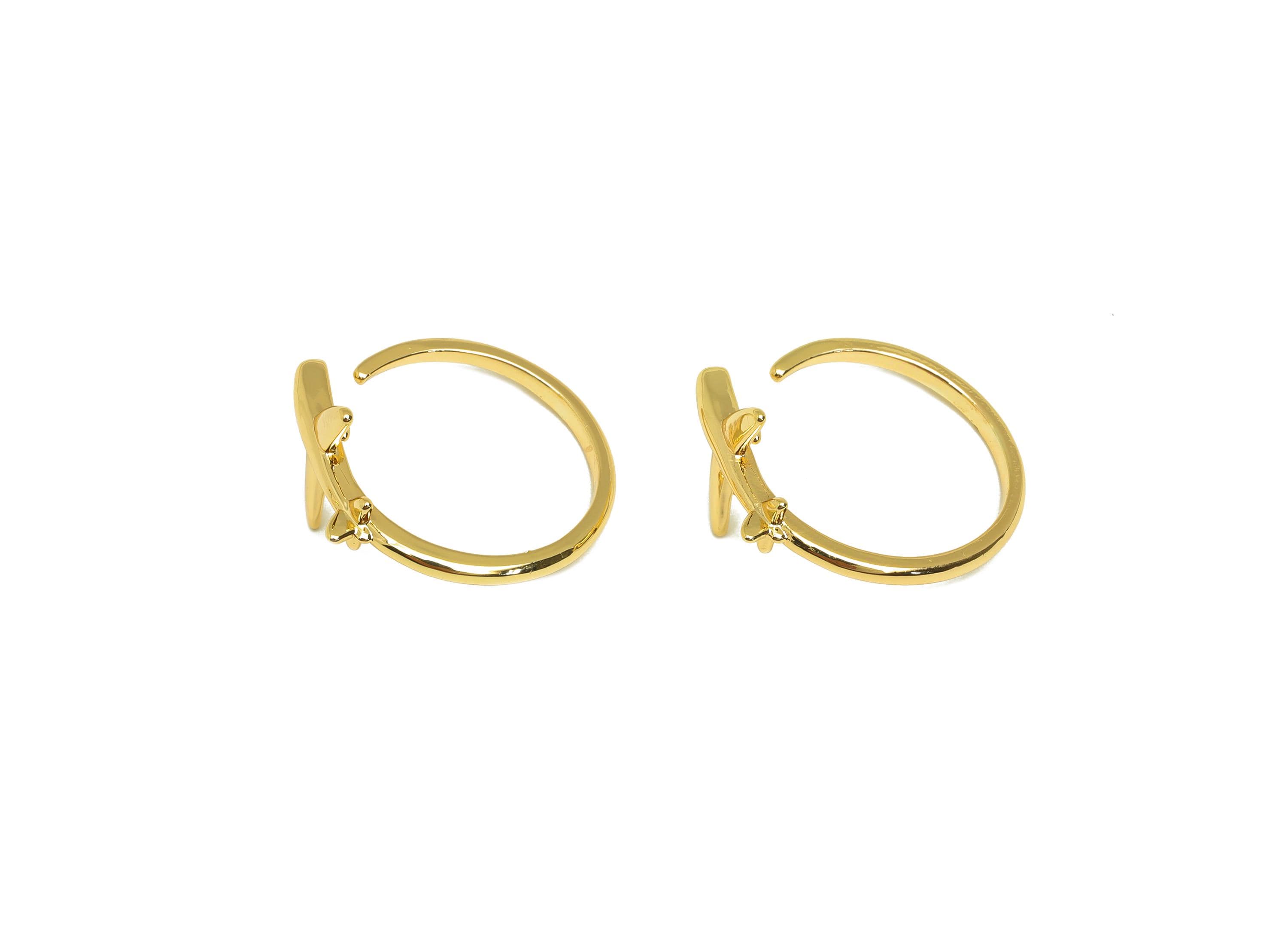 Brass Adjustable Ring - Open Round Airplane Hoop Ring - Gold Open Circle Airplane Ring - 18K Real Gold Plating - 22.8x21.8x11mm - RGP7687 - DOMEDBAZAAR