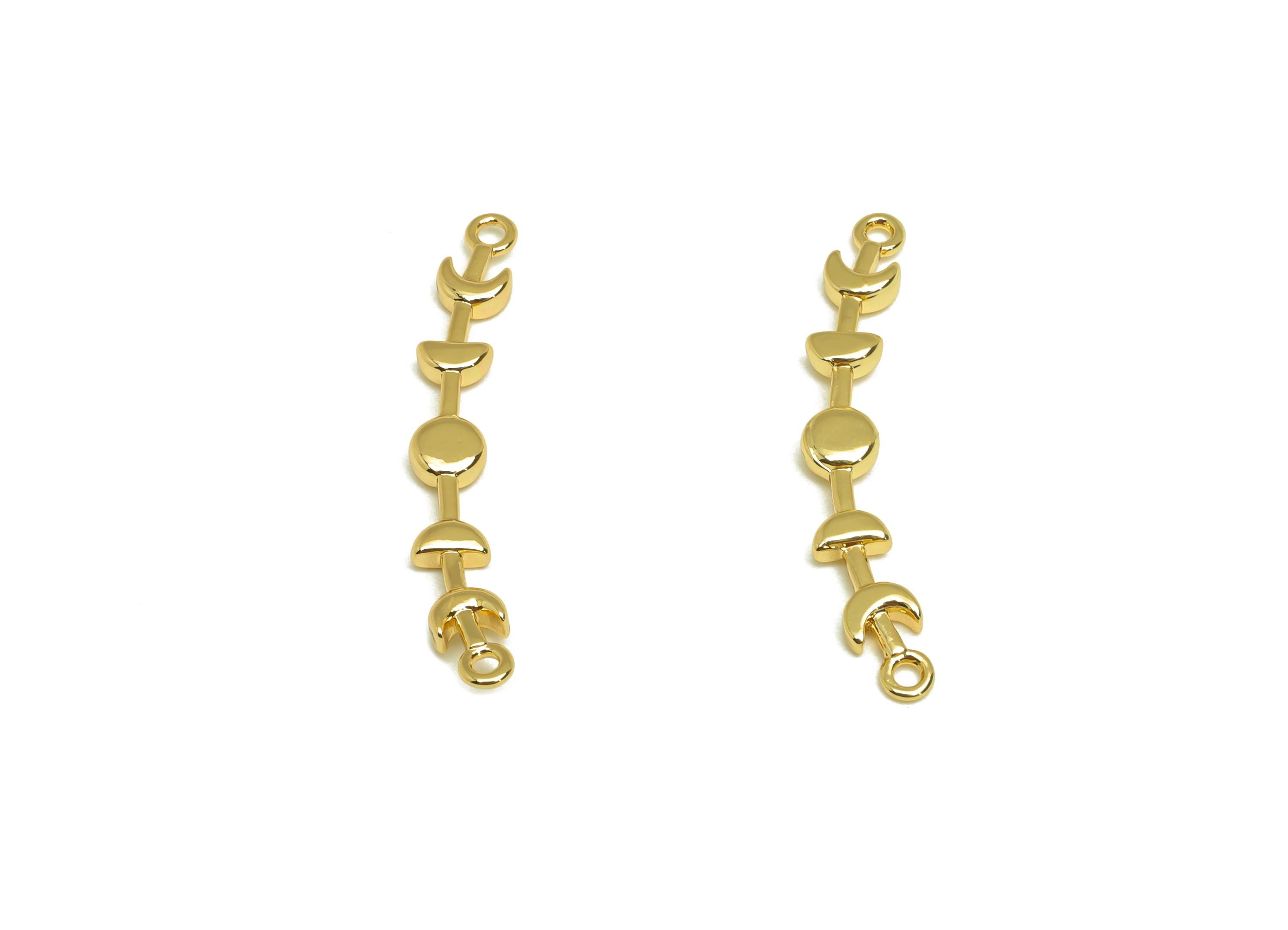 Brass Crescent Connector - Gold Curved Bar Half Moon Charm - Crescent Necklace Connector - 18K Real Gold Plating - 30x5.5x2.17mm - RGP7689 - DOMEDBAZAAR