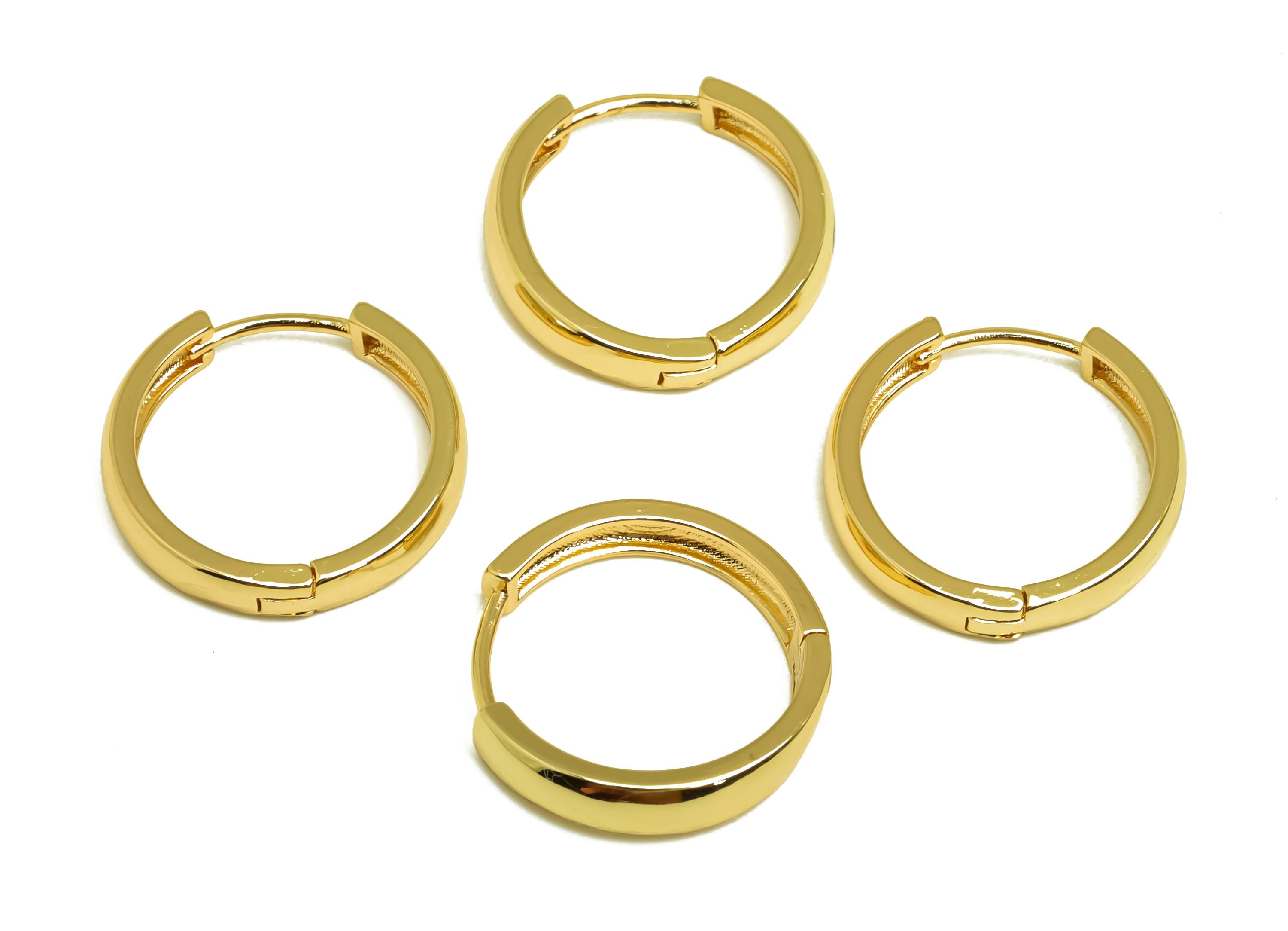 Brass Round Hoop Earring - Brass Hoop Huggie Earring - Brass Hoop Clasp Earring - 18K Real Gold Plating - 20.5x19.52x3.87mm - RGP8158 - DOMEDBAZAAR