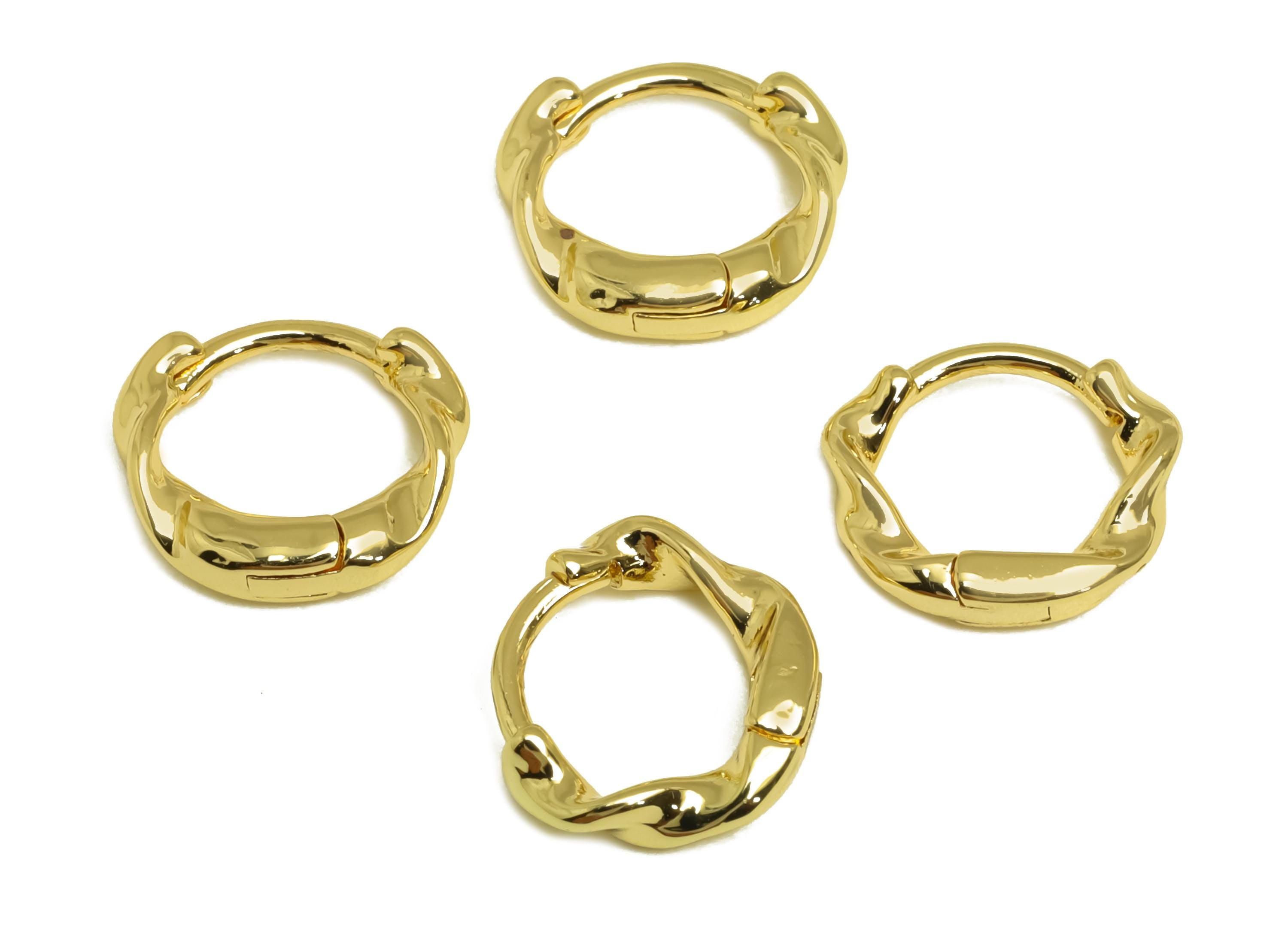 Brass Round Hoop Earring - Brass Curly Hoop Huggie Earring - Brass Mini Hoop Earring - 18K Real Gold Plating - 10.86x9.77x2.42mm - RGP8163 - DOMEDBAZAAR