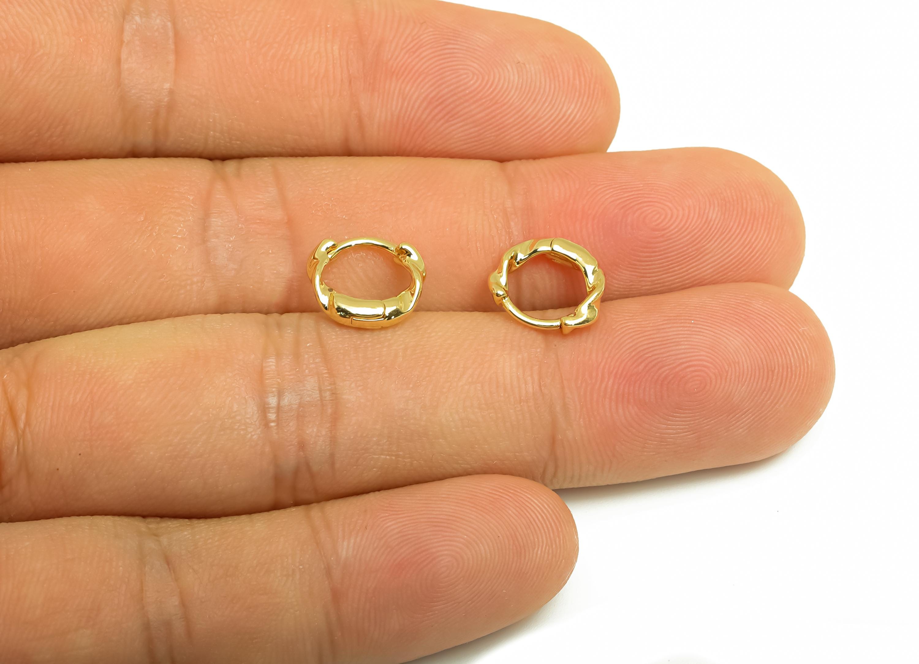 Brass Round Hoop Earring - Brass Curly Hoop Huggie Earring - Brass Mini Hoop Earring - 18K Real Gold Plating - 10.86x9.77x2.42mm - RGP8163 - DOMEDBAZAAR