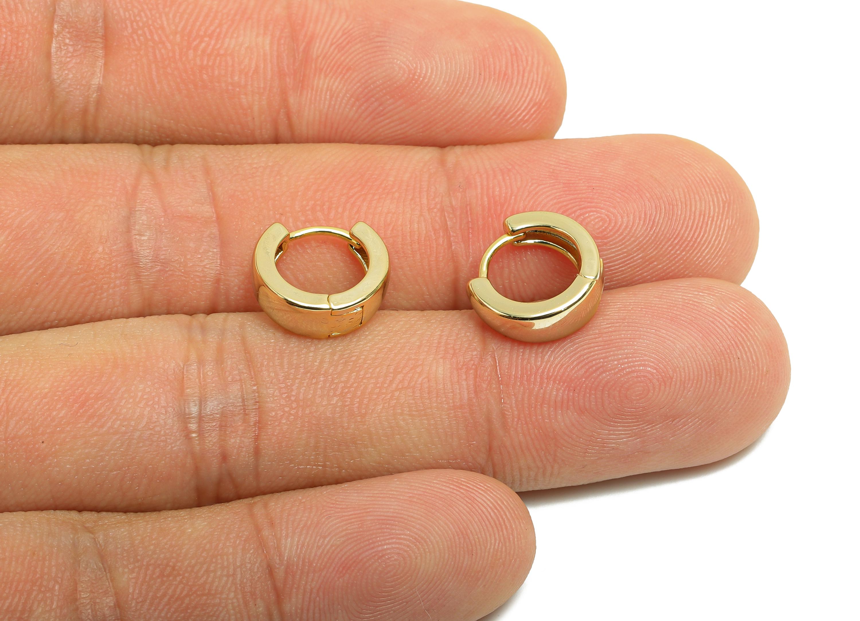 Brass Hoop Earring - Gold Huggie Earring for Girl&#39;s - Thick Circle Earring - Daily Wear - 18K Real Gold Plating - 12.1x10.9x4.7mm - RGP8431 - DOMEDBAZAAR