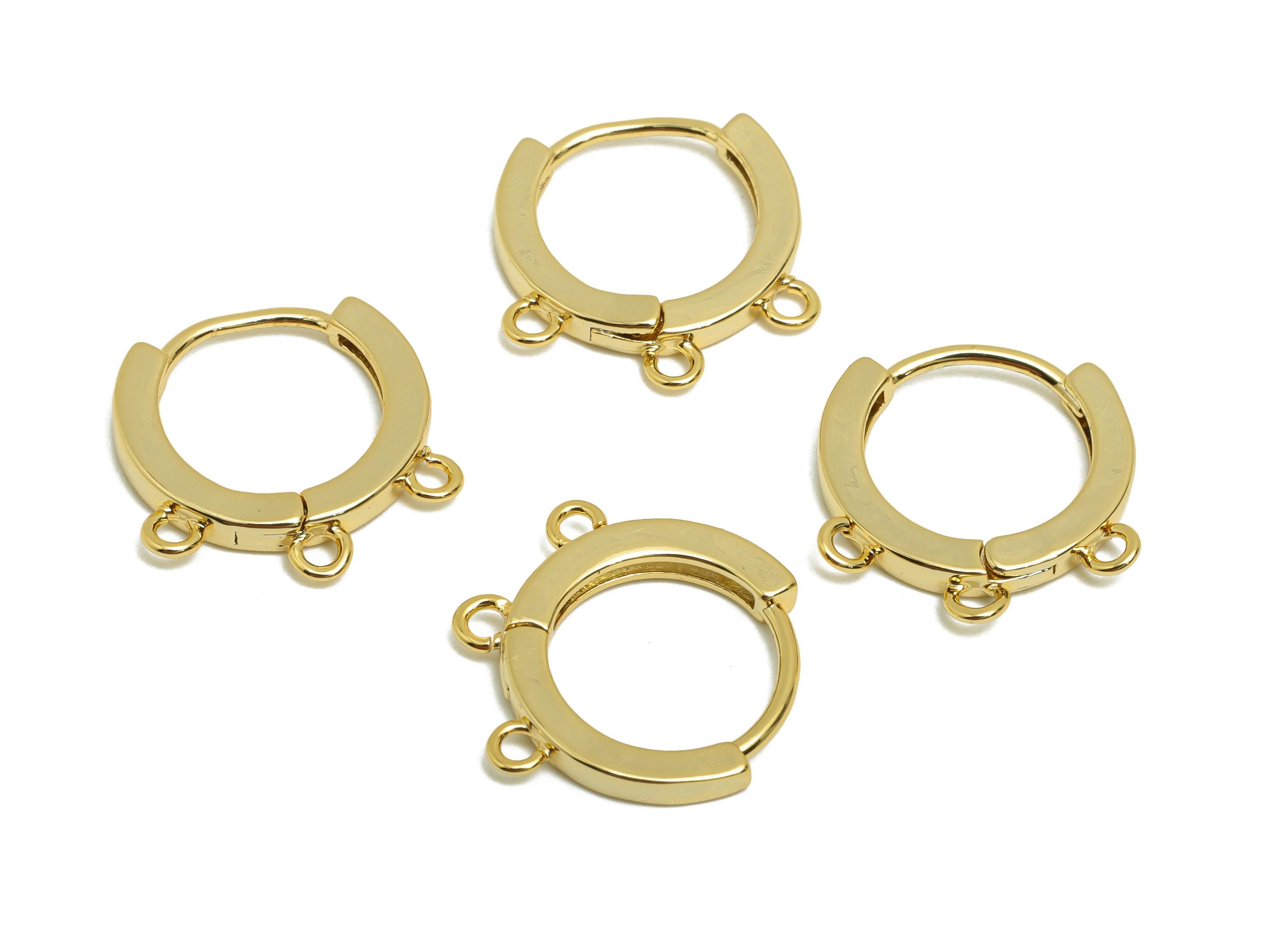 Brass Hoop Earring - Huggie Earring For Tassel - Brass Clasp Hoop Earring - Gold Jewelry - 18K Real Gold Plating - 14.9x14x2mm - RGP8618 - DOMEDBAZAAR