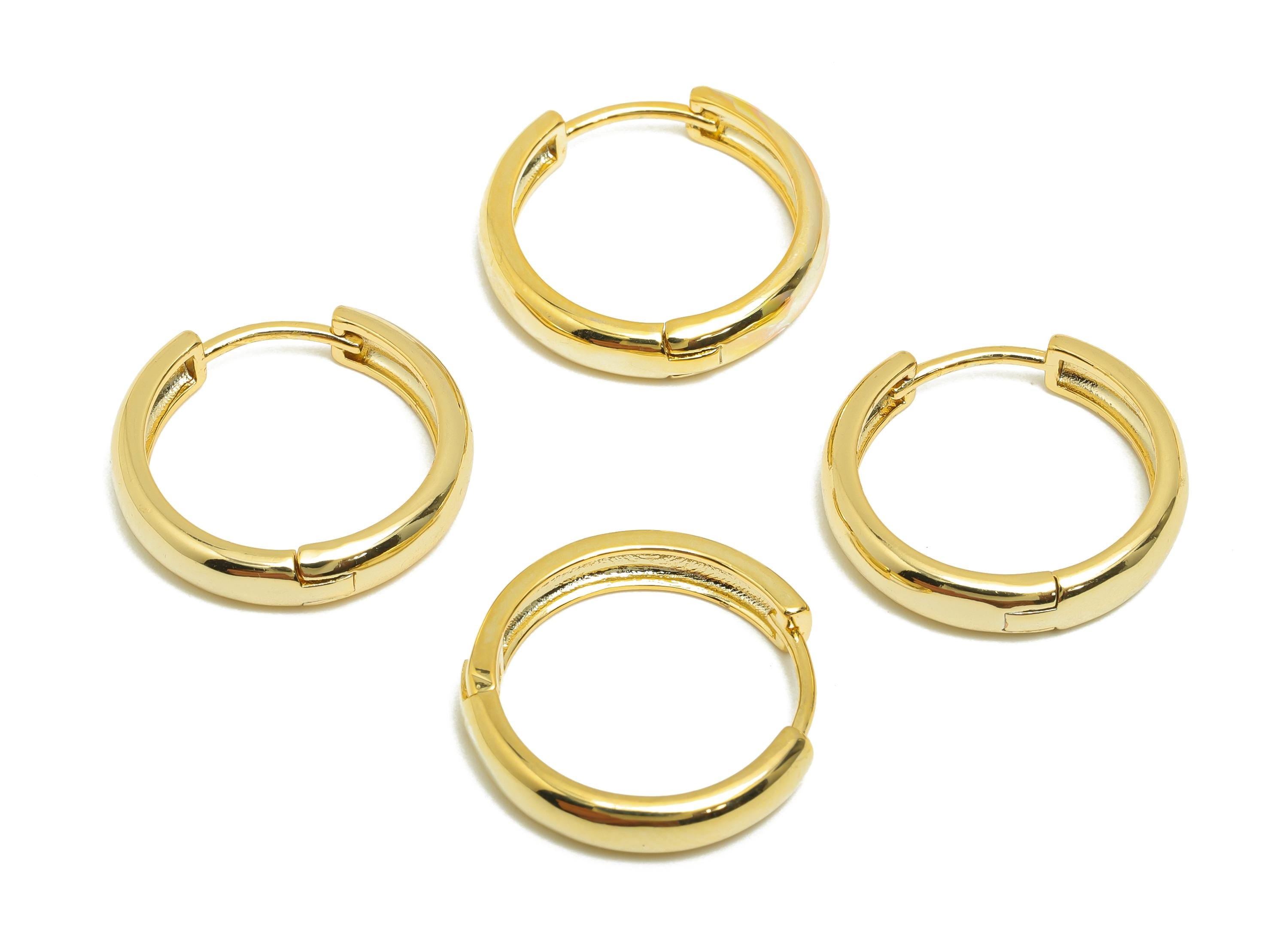 Brass Hoop Earring - Brass Huggie Earring  - Clasp Hoop Earring - Gold Jewelry Gift For Her - 18K Real Gold Plating - 20x19x4mm - RGP8616 - DOMEDBAZAAR