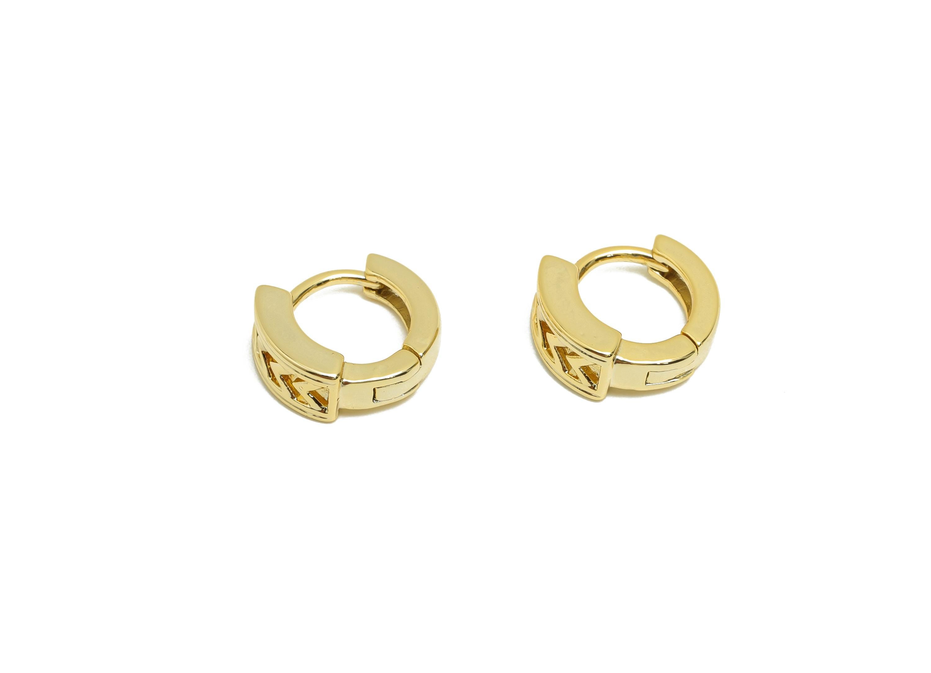 Brass Round Hoop Earring - Gold Huggie Earring for Girl&#39;s - Hollow Hoop Clasp Earring - 18K Real Gold Plated - 11x10x4.6mm - RGP8624 - DOMEDBAZAAR