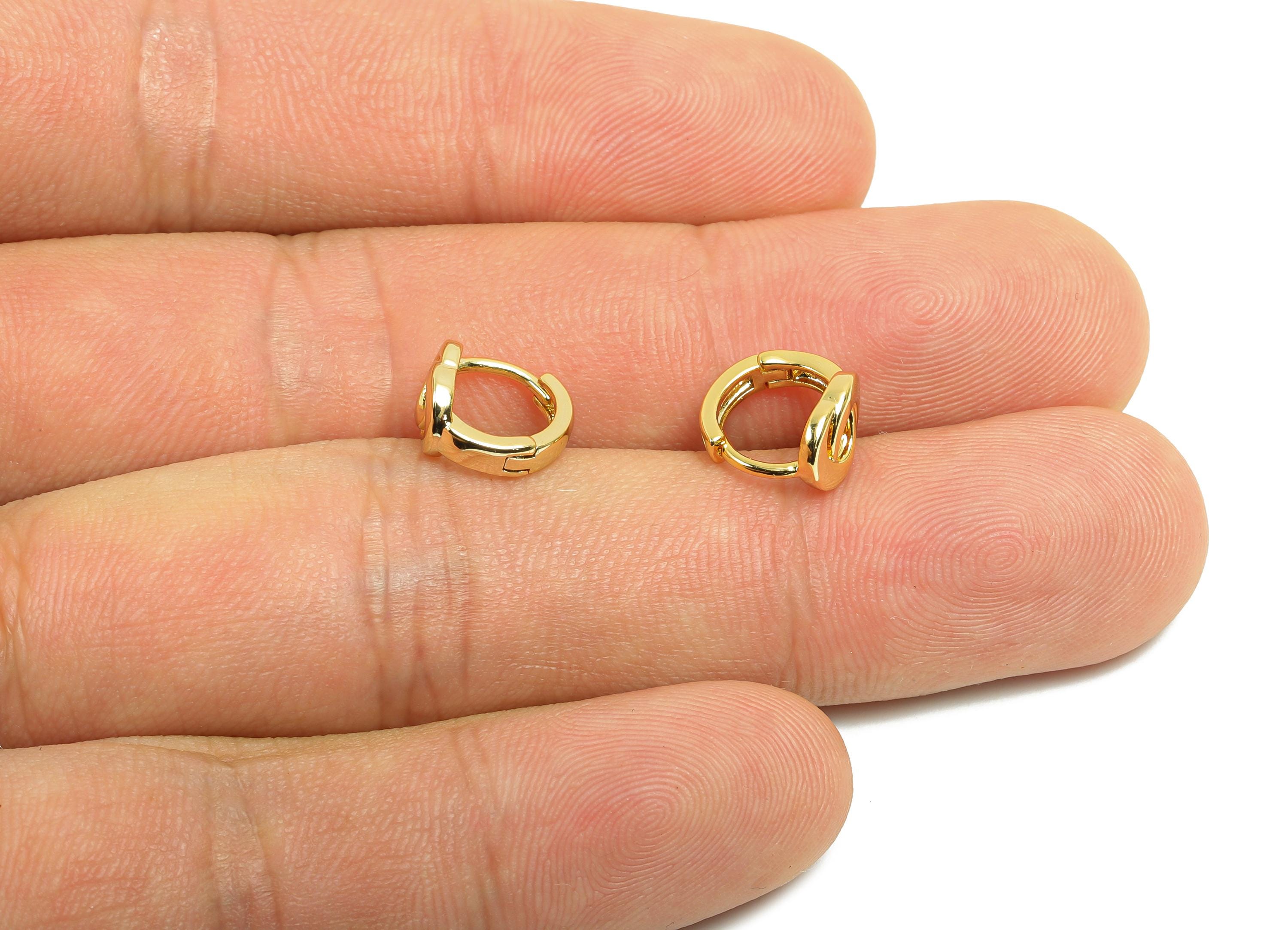 Brass Mini Moon Earring - Gold Huggie Hoop Earring for Girl&#39;s - Circle Daily Wear Earring - 18K Real Gold Plated - 9.8x8.7x6.05mm - RGP8448 - DOMEDBAZAAR