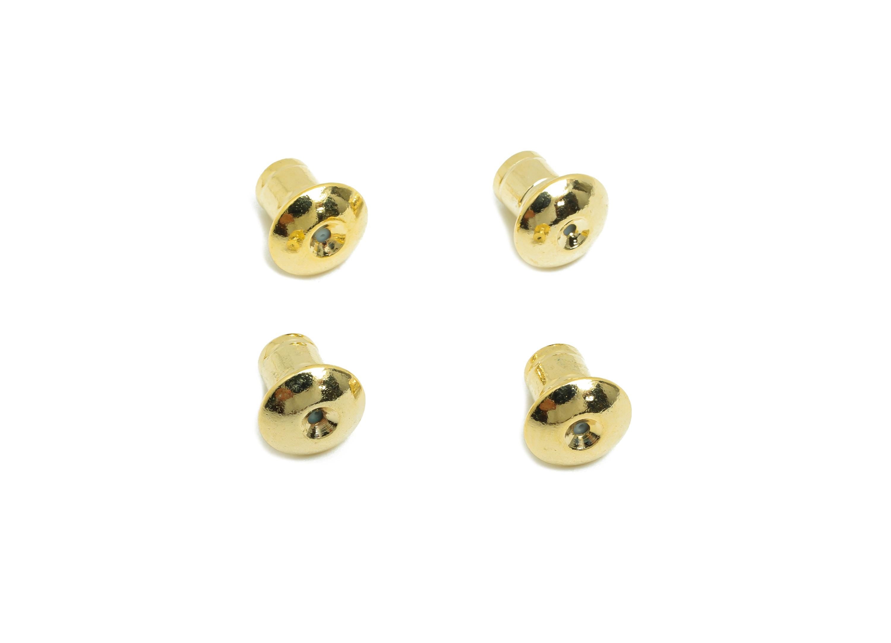 7*7 Silica Gel Rubber Earring Back - Brass Rubber Earring Stopper Nuts - Button Rubber Earring - 18K Real Gold Plating - 6x6x6mm - RGP8644 - DOMEDBAZAAR