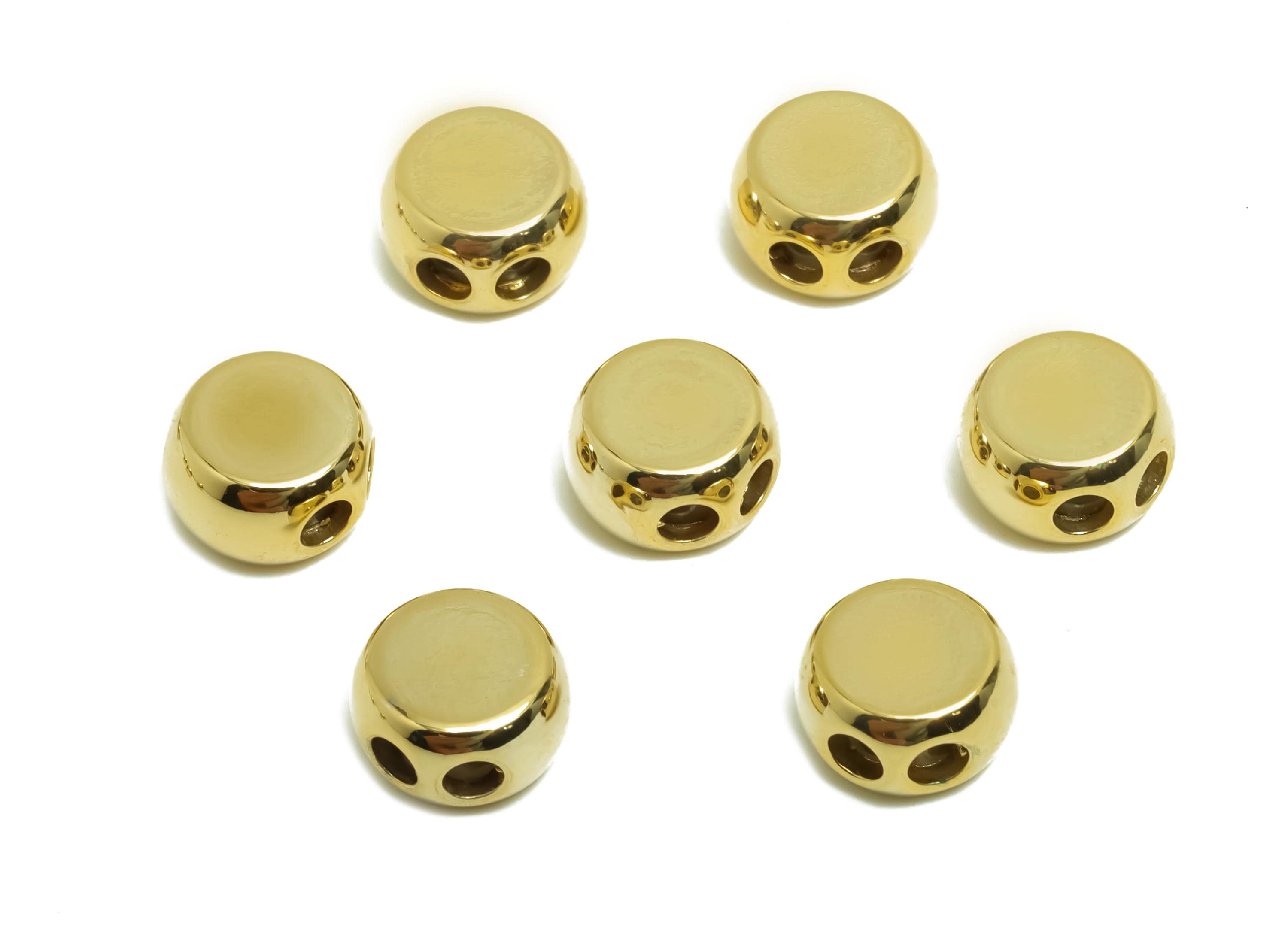 9*1.5 Brass Silica Gel Rubber - Brass Cylinder Rubber Sliding Beads Nuts - Stopper Bead - 18K Real Gold Plating - 5.36x9.2x5.36mm - RGP8651 - DOMEDBAZAAR