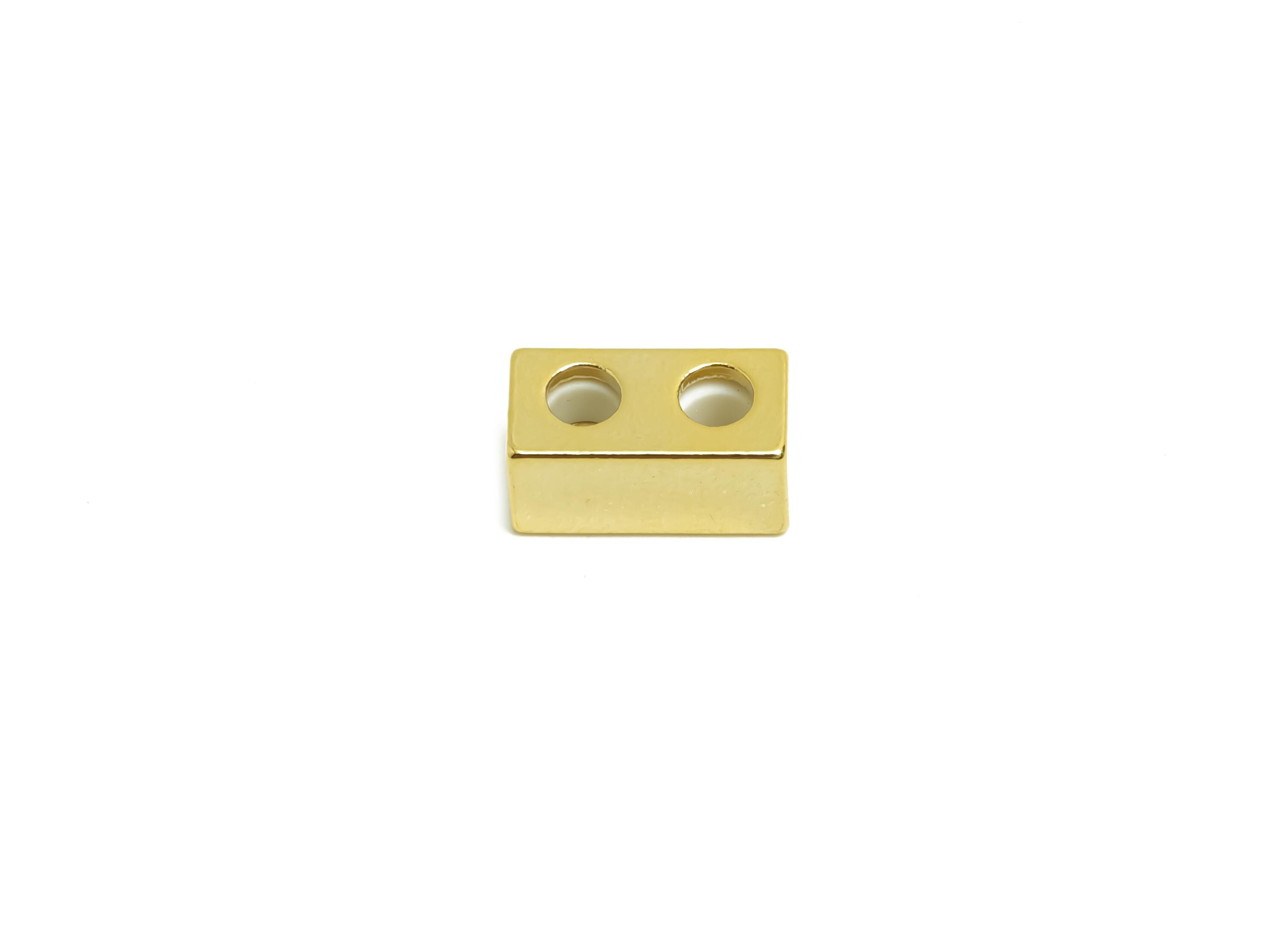 Brass Rectangle Cylinder Rubber - Sliding Beads Nuts - Rectangle Adjustable Stopper Beads - 18K Real Gold Plating - 10x4.85x4.88mm - RGP8653 - DOMEDBAZAAR