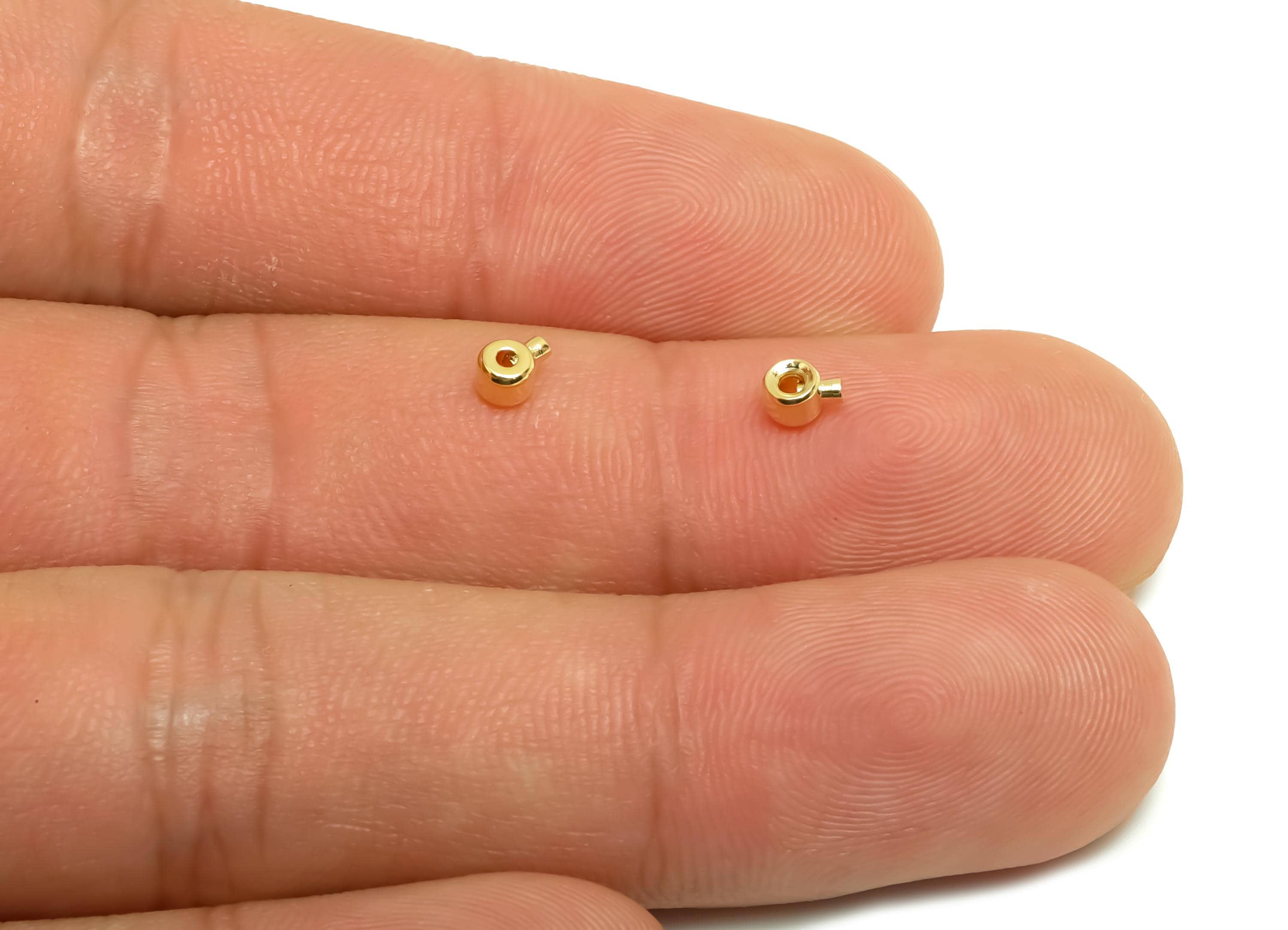 Brass Mini Round Rubber - Sliding Bead Nuts - Stopper Bead - Sliding Bead Rubber - Chain Bracelet - 18K Real Gold Plating - 4x3x2mm -RGP8654 - DOMEDBAZAAR