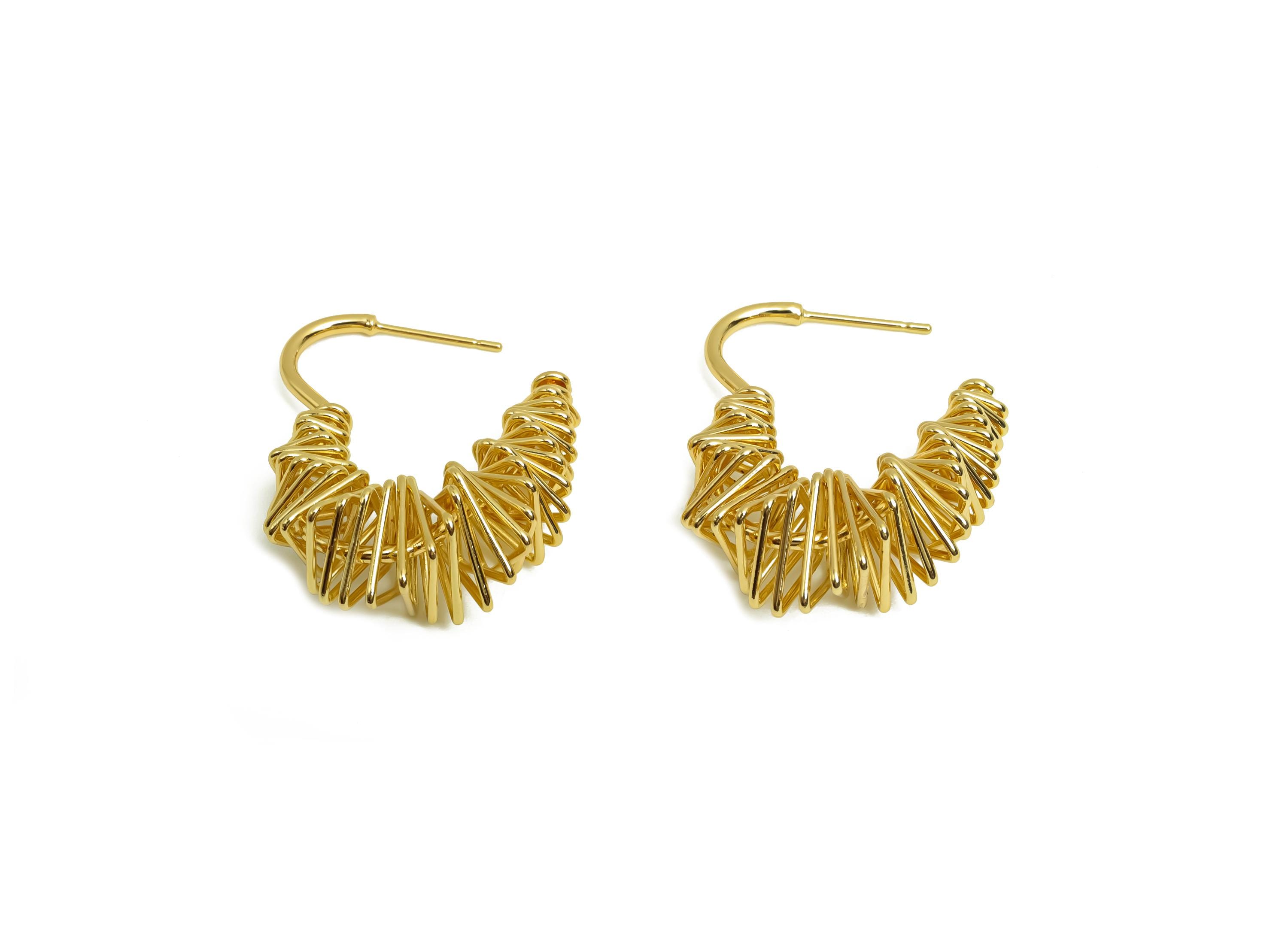 Brass Hoop Earring Post - Heart Hoop Earring Post - Twine Hoop Earring Post - Brass Hoop Earring - 18K Real Gold Plating - 32x10x1mm-RGP8014 - DOMEDBAZAAR