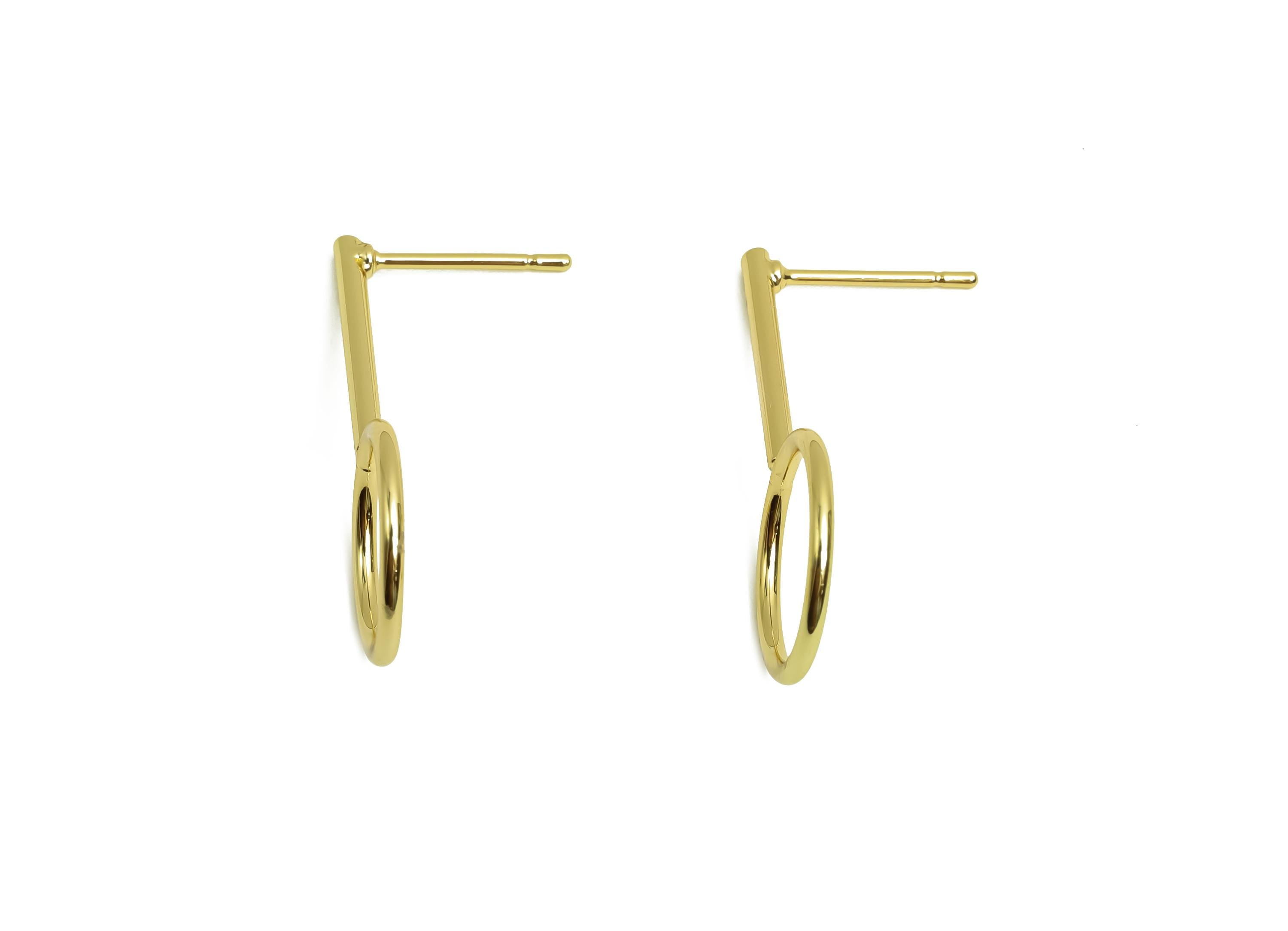 Brass Round Earring Post - Brass Geometry Earring Stud - Brass Stick Wire Earring Post  - 18K Real Gold Plating - 28.94x11x1.48mm - RGP8015 - DOMEDBAZAAR