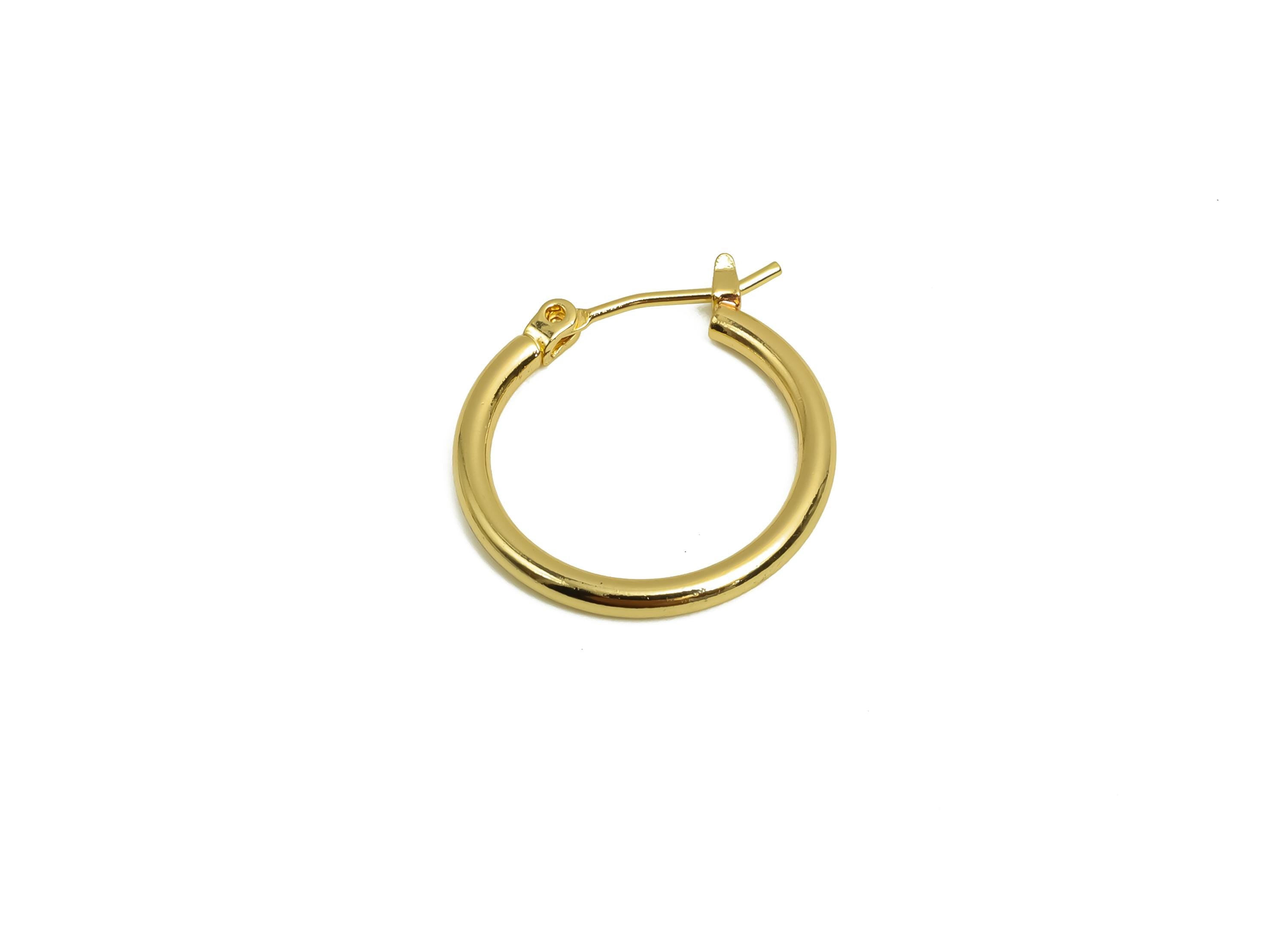 20mm Round Wire Hoop Earring - Brass Hinged Back Earring - Brass Circle Hinged Back Earring - 18K Real Gold Plating - 19x19x2mm - RGP8040-20 - DOMEDBAZAAR