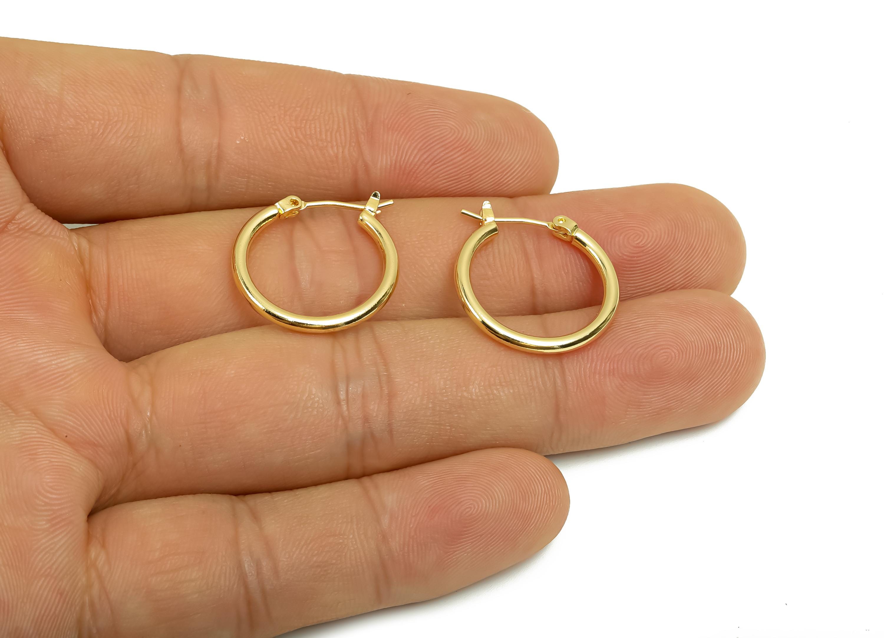 20mm Round Wire Hoop Earring - Brass Hinged Back Earring - Brass Circle Hinged Back Earring - 18K Real Gold Plating - 19x19x2mm - RGP8040-20 - DOMEDBAZAAR