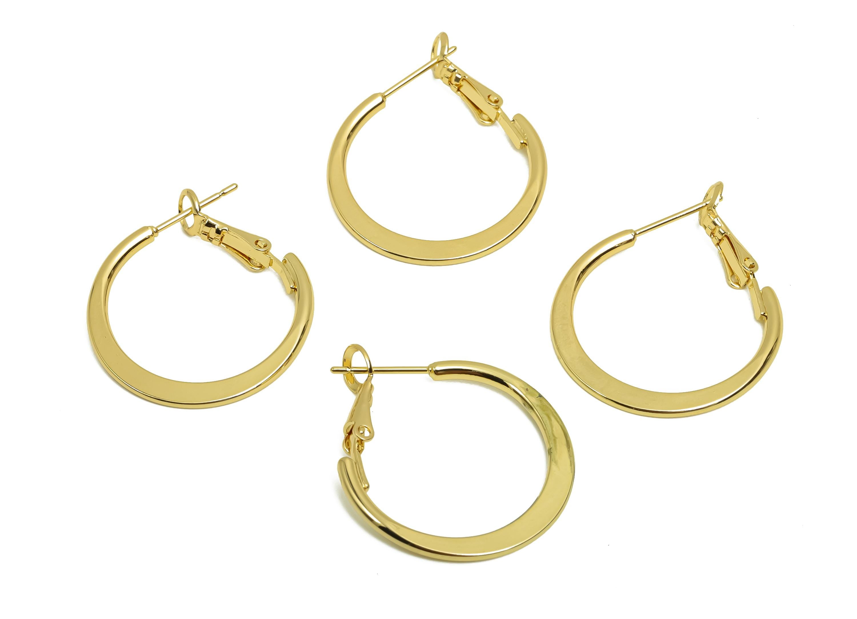 25mm Round Hoop Earring - Brass Hammered Hoop Clasp Earring - Brass Clasp Back Earring - 18K Real Gold Plating - 24x24x1.56mm - RGP8041-25 - DOMEDBAZAAR