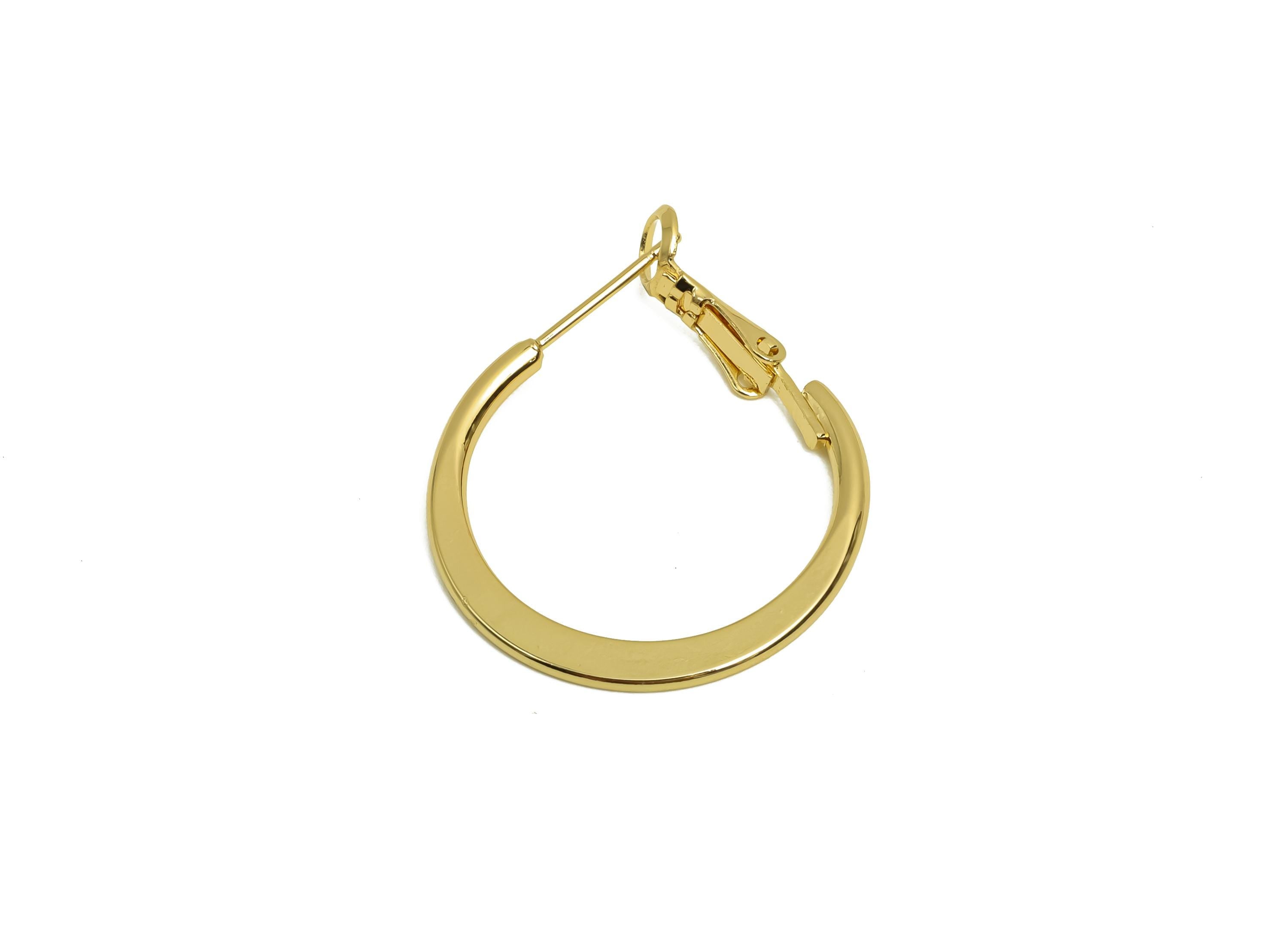 25mm Round Hoop Earring - Brass Hammered Hoop Clasp Earring - Brass Clasp Back Earring - 18K Real Gold Plating - 24x24x1.56mm - RGP8041-25 - DOMEDBAZAAR