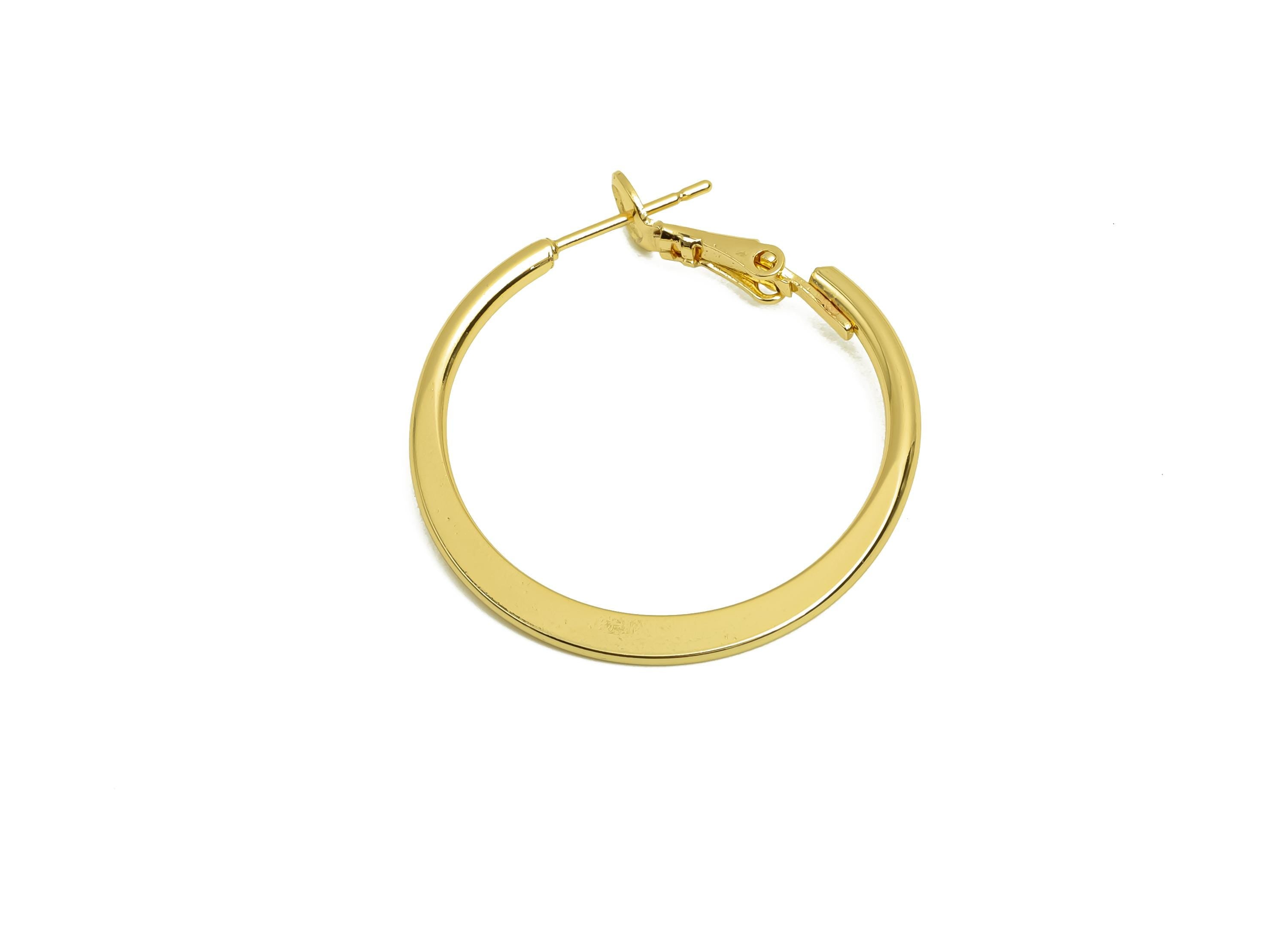 30mm Round Hoop Earring - Brass Hammered Hoop Clasp Earring - Brass Clasp Back Earring - 18K Real Gold Plating - 29x29x1.53mm- RGP8041-30 - DOMEDBAZAAR