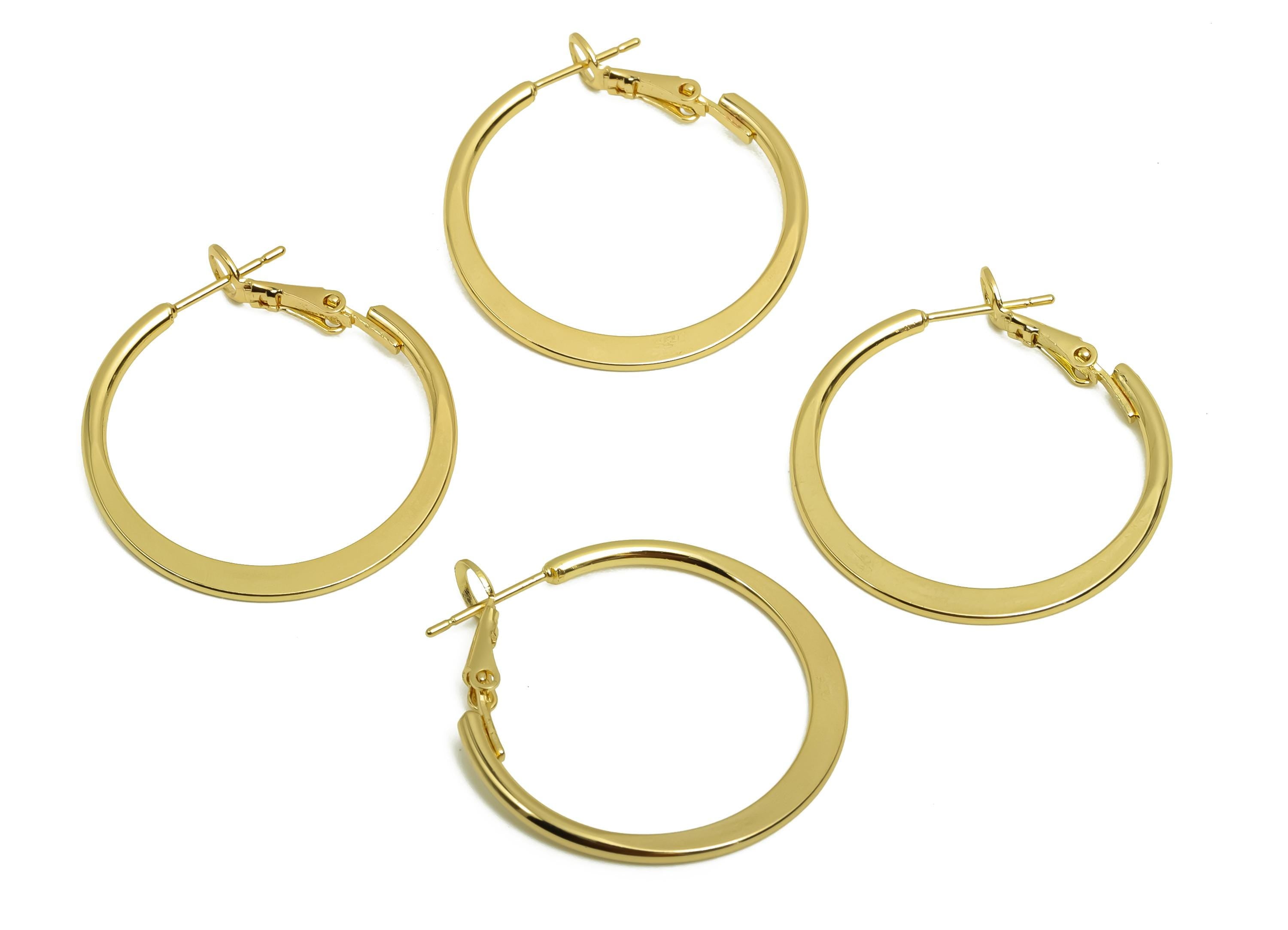 30mm Round Hoop Earring - Brass Hammered Hoop Clasp Earring - Brass Clasp Back Earring - 18K Real Gold Plating - 29x29x1.53mm- RGP8041-30 - DOMEDBAZAAR