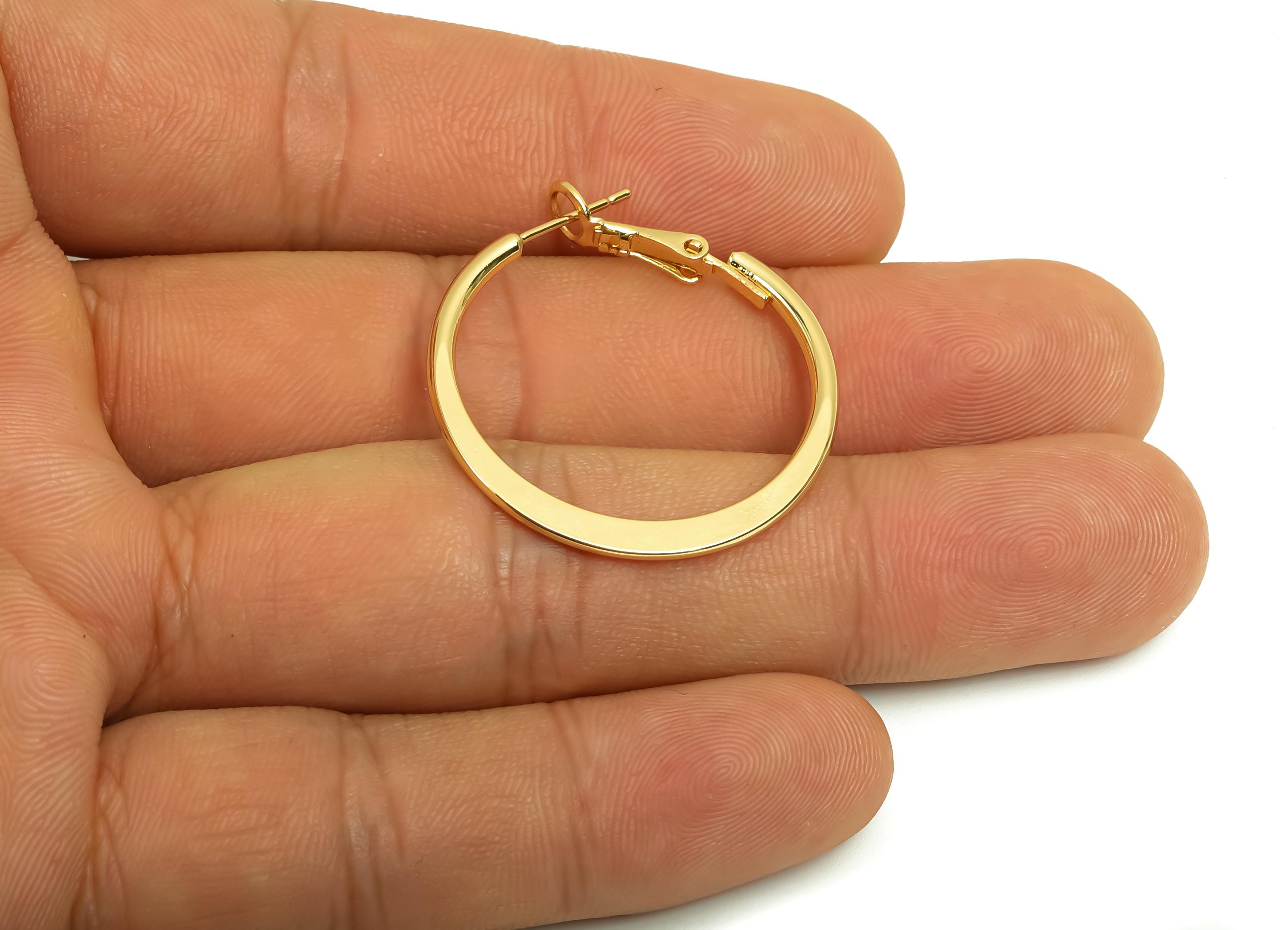 30mm Round Hoop Earring - Brass Hammered Hoop Clasp Earring - Brass Clasp Back Earring - 18K Real Gold Plating - 29x29x1.53mm- RGP8041-30 - DOMEDBAZAAR