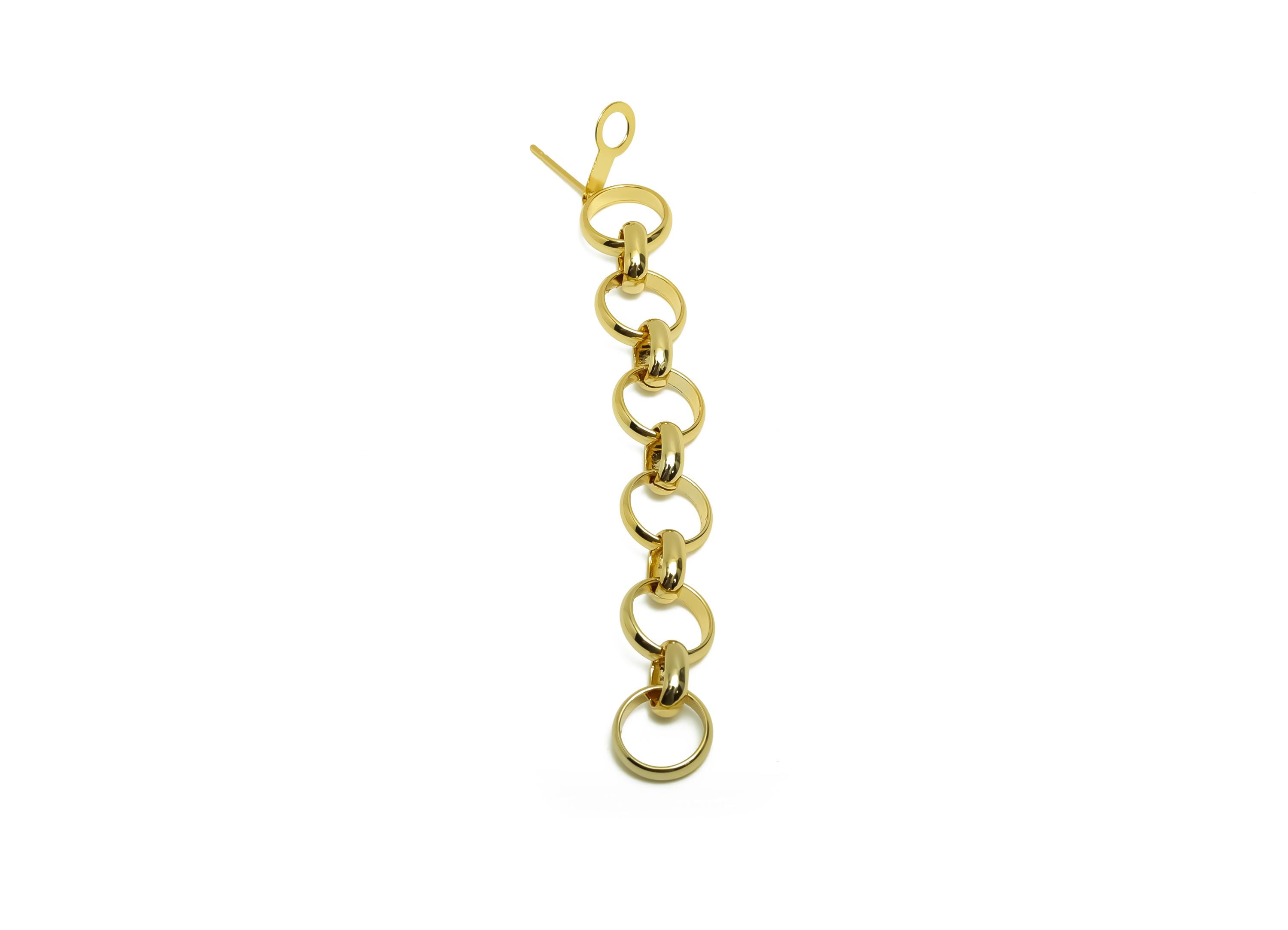 Brass Round Dangle Earring Post - Brass Long Hanging  Earring Stud - Gold Earring Post - 18K Real Gold Plating - 76.12x9.77x2.3mm - RGP8687 - DOMEDBAZAAR