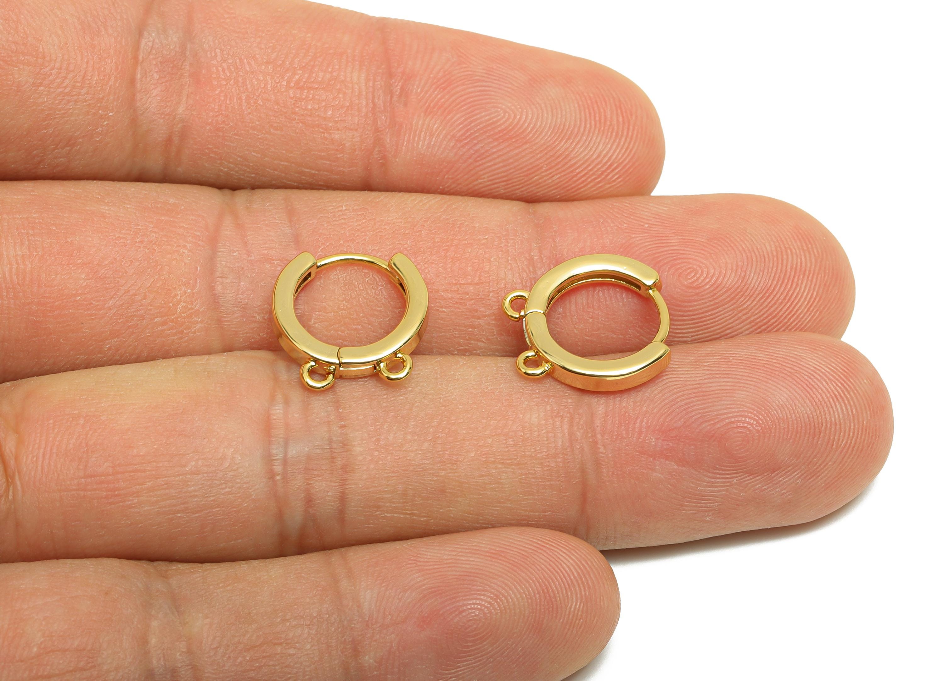 Brass Hoop Earring - Gold Huggie Earring for Girls - Circle Daily Wear Earring with 2 Loop - 18K Real Gold Plating - 14x13.5x2.34mm- RGP8534 - DOMEDBAZAAR