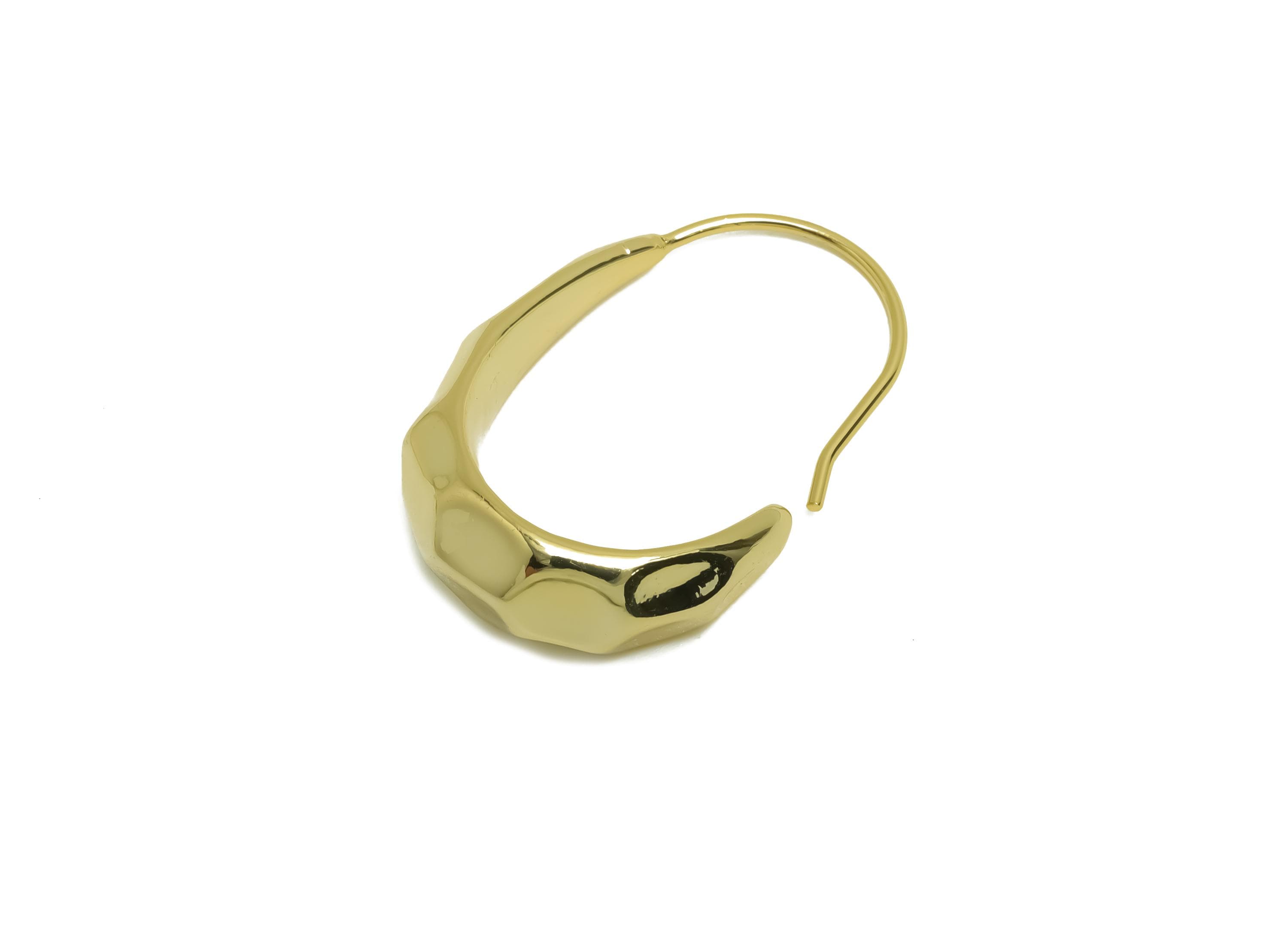 Brass Hoop Earring - Brass Faceted Hoop Wire Earring - Earring Hook - Gold Jewelry - For Her - 18K Real Gold Plating - 32x20x4mm - RGP8675 - DOMEDBAZAAR