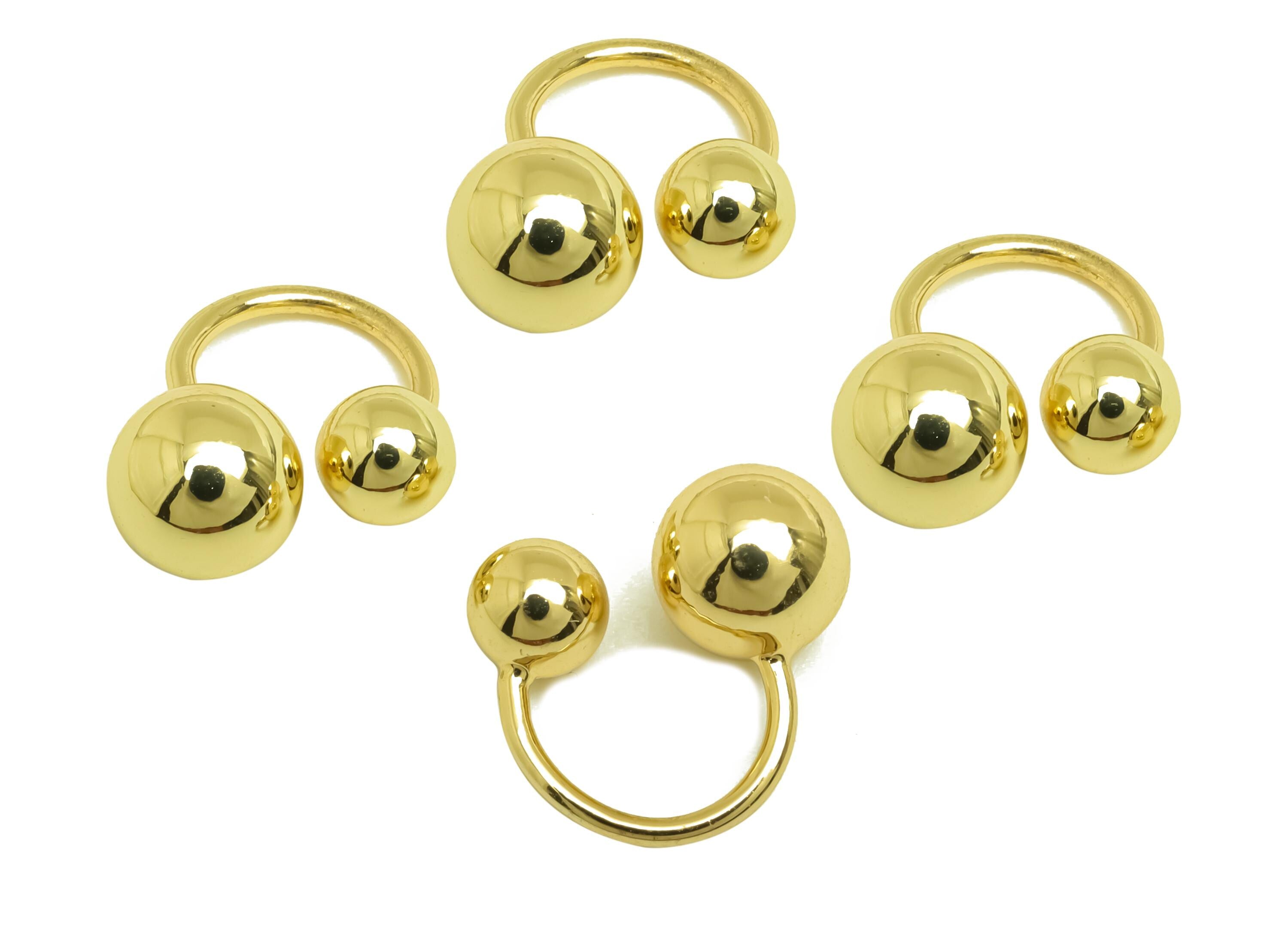 Brass Minimalist Ear Cuff - Gold Thick Ball Earring Cuff - Minimalist Ball Cuff Earring - 18K Real Gold Plated -13.76x11.65x0.86mm - RGP7945 - DOMEDBAZAAR