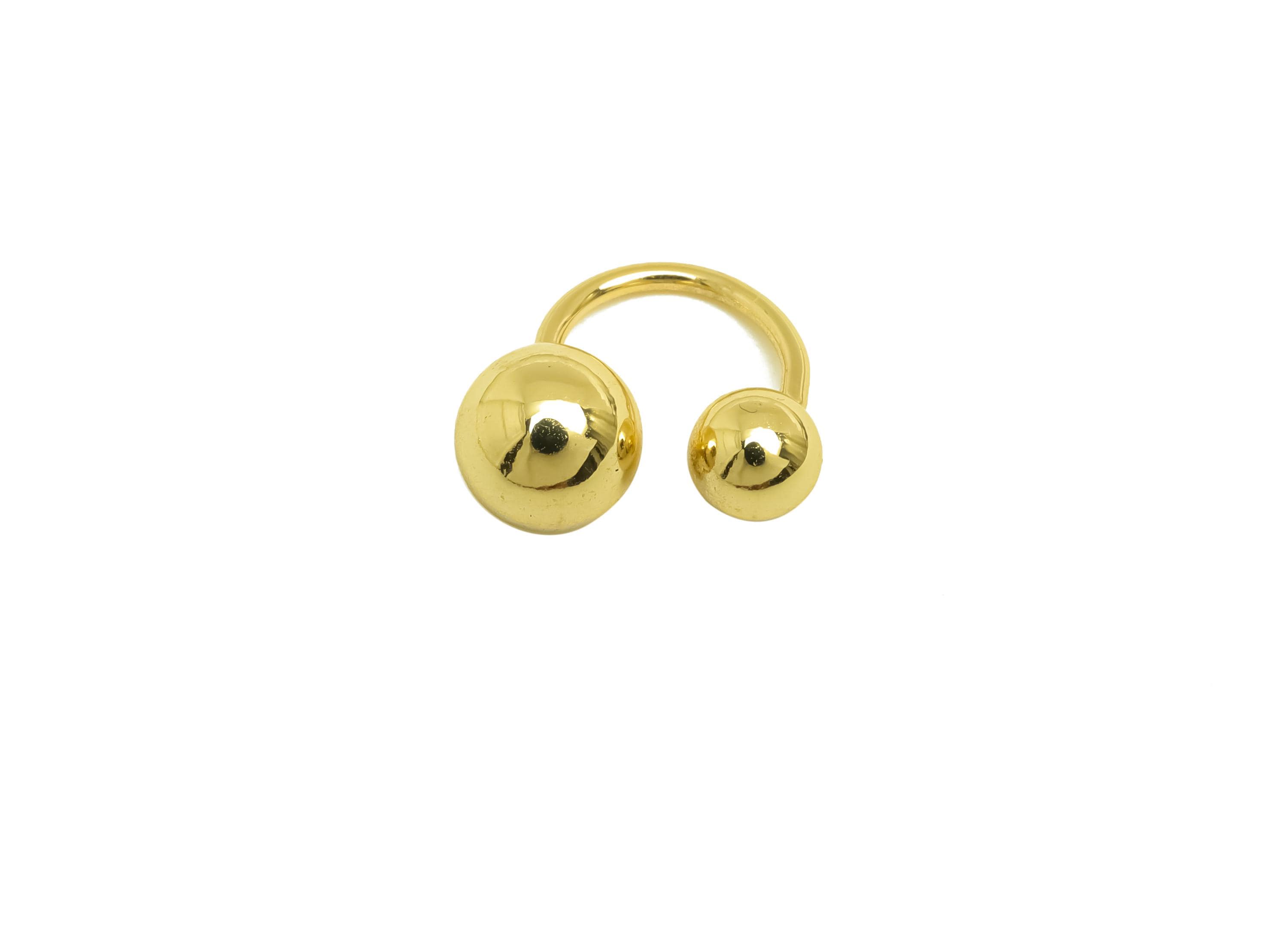 Brass Minimalist Ear Cuff - Gold Thick Ball Earring Cuff - Minimalist Ball Cuff Earring - 18K Real Gold Plated -13.76x11.65x0.86mm - RGP7945 - DOMEDBAZAAR