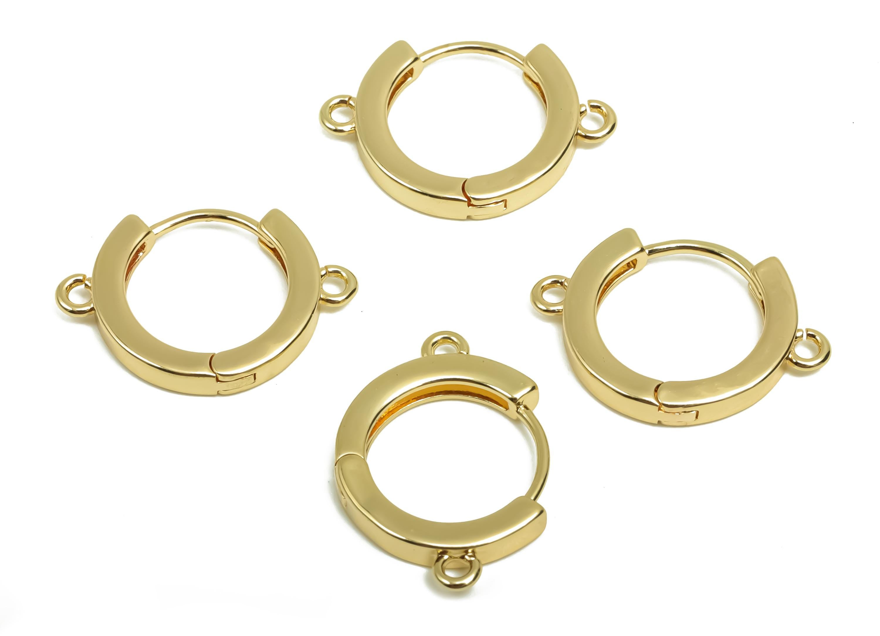Brass Round Hoop Earring - Brass Huggie Hoop Earring -  Brass Clasp Hoop Earring With Loop - 18K Real Gold Plating - 19x13x1.96mm- RGP8122 - DOMEDBAZAAR
