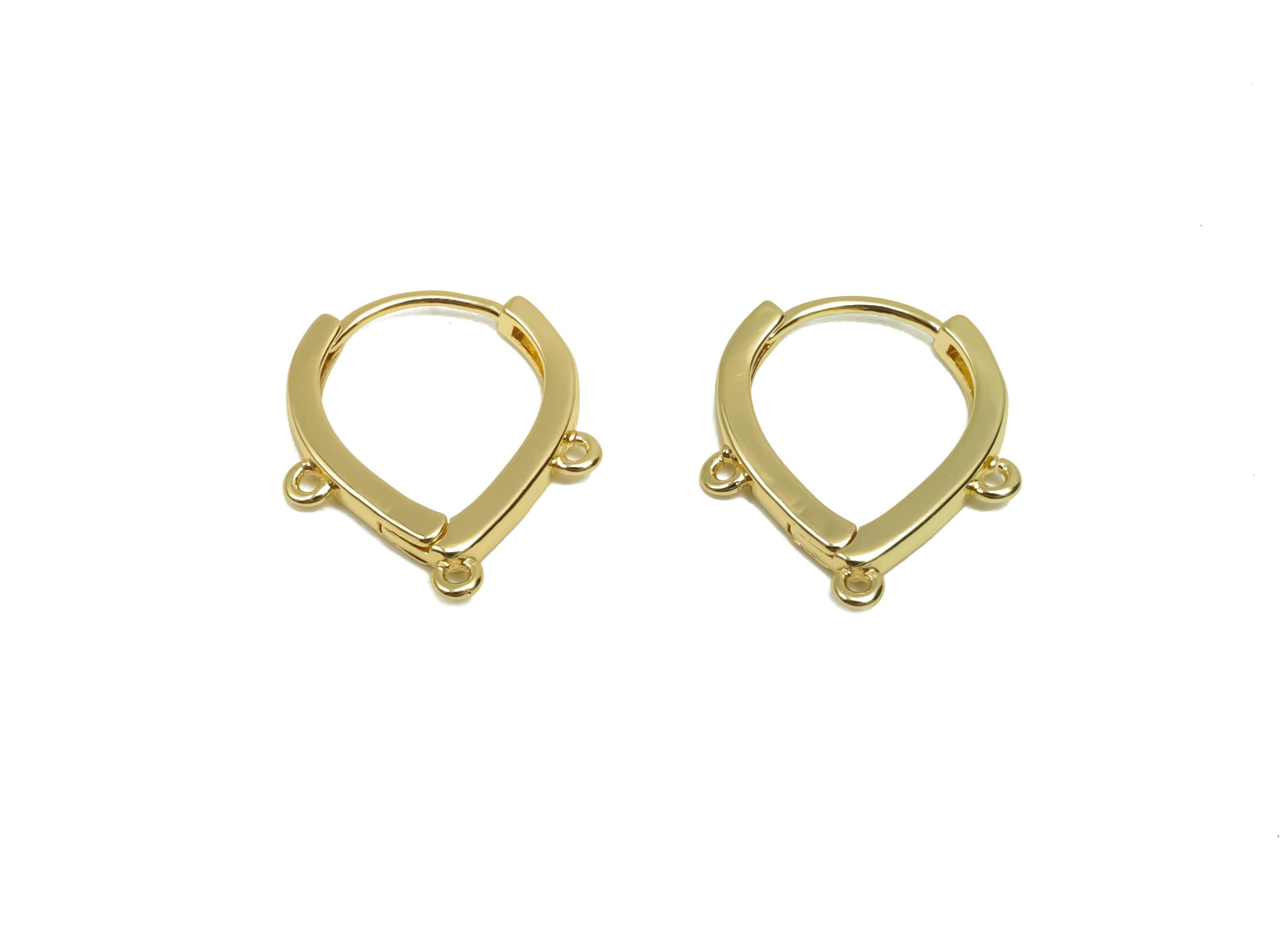 Brass Teardrop Hoop Earring - Brass Drop Huggie Hoop Earring - Clasp Hoop Earring With Loop - 18K Real Gold Plating - 16x14x1mm - RGP8121 - DOMEDBAZAAR