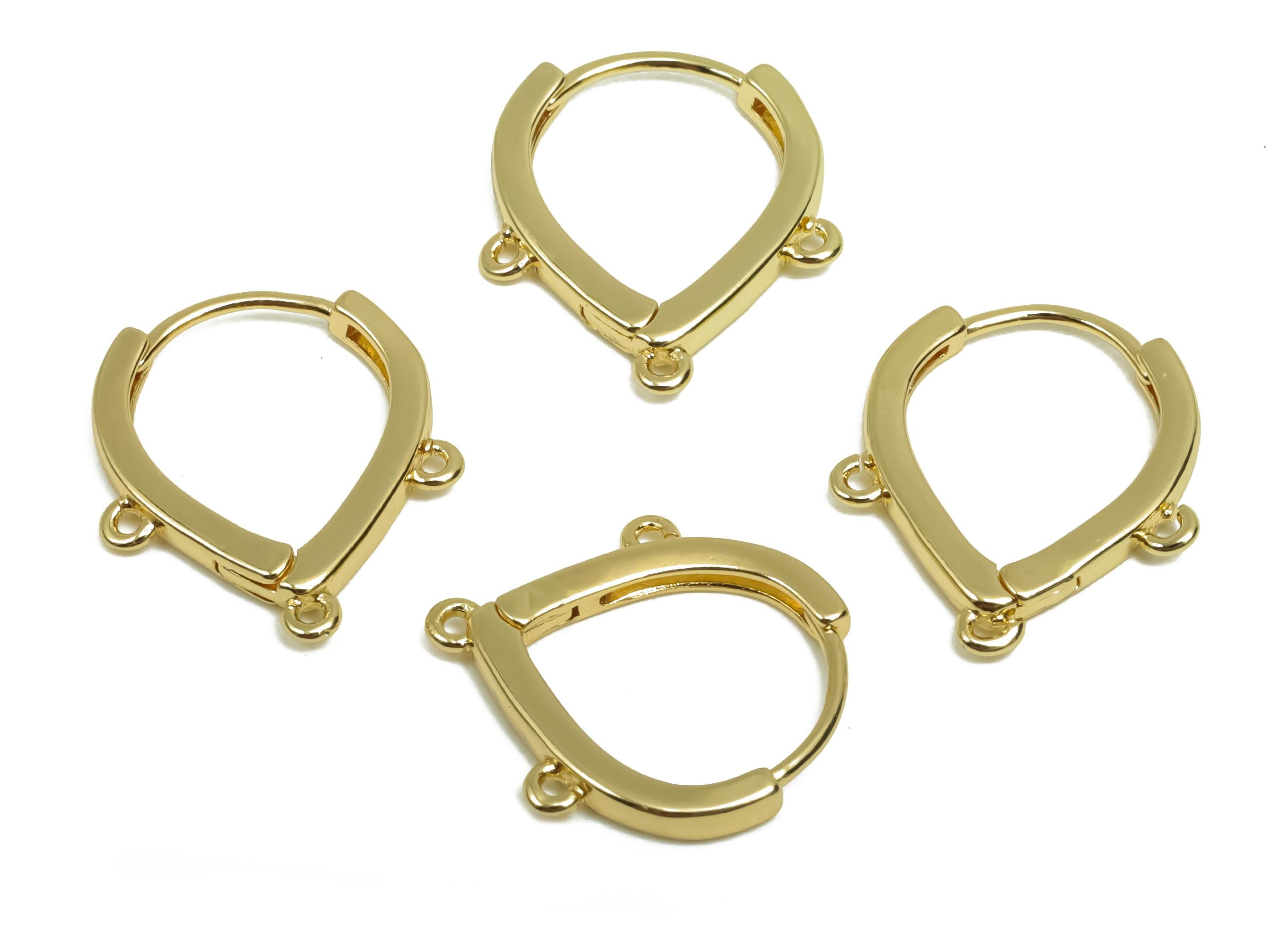Brass Teardrop Hoop Earring - Brass Drop Huggie Hoop Earring - Clasp Hoop Earring With Loop - 18K Real Gold Plating - 16x14x1mm - RGP8121 - DOMEDBAZAAR