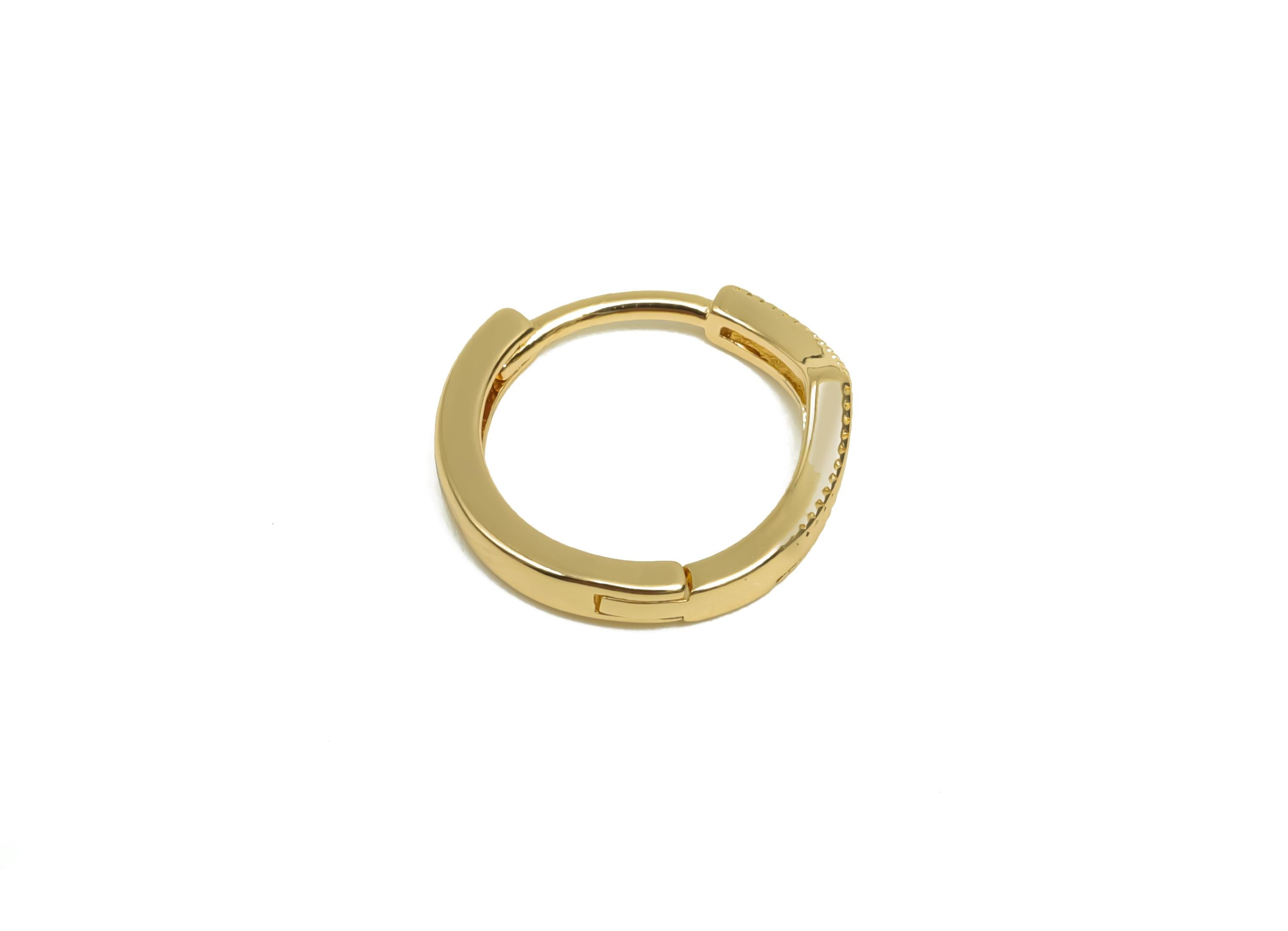 Brass Round Hoop Earring - Brass Huggie Hoop Earring For Tassel - Textured Clasp Hoop Earring  - 18K Real Gold Plating - 14x13x1mm - RGP8120 - DOMEDBAZAAR