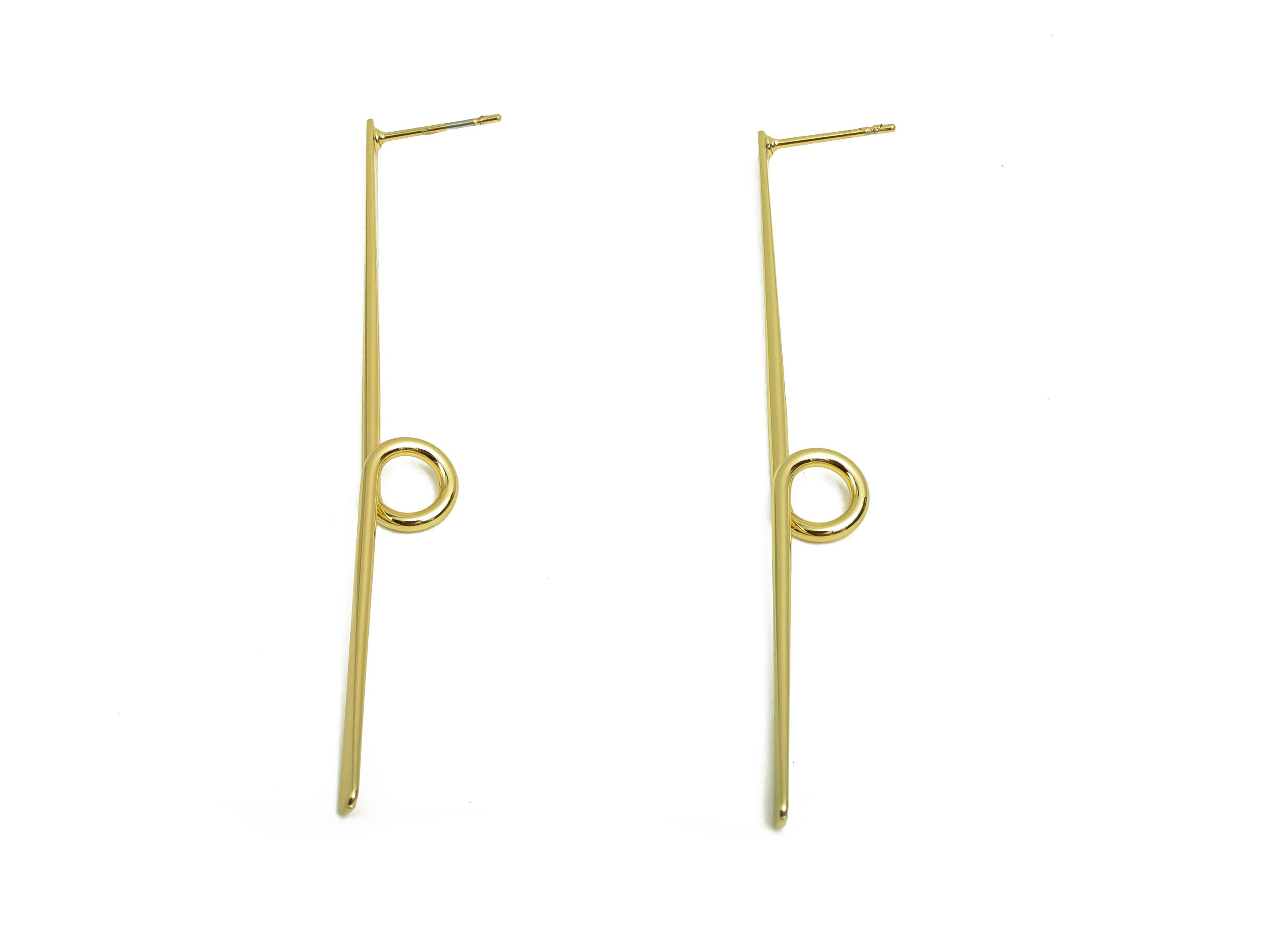 Brass Hammered Wire Earring Post - Brass Stick Knot Earring Post - Twisted Wire Earring Post - 18K Real Gold Plating - 71x2x0.75mm - RGP8028 - DOMEDBAZAAR